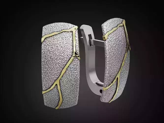Kintsugi Japan Art Earrings - Original and Unusual Style 3D print model Kintsugi Japan Art Earrings - Original and Unusual Style 3D print model