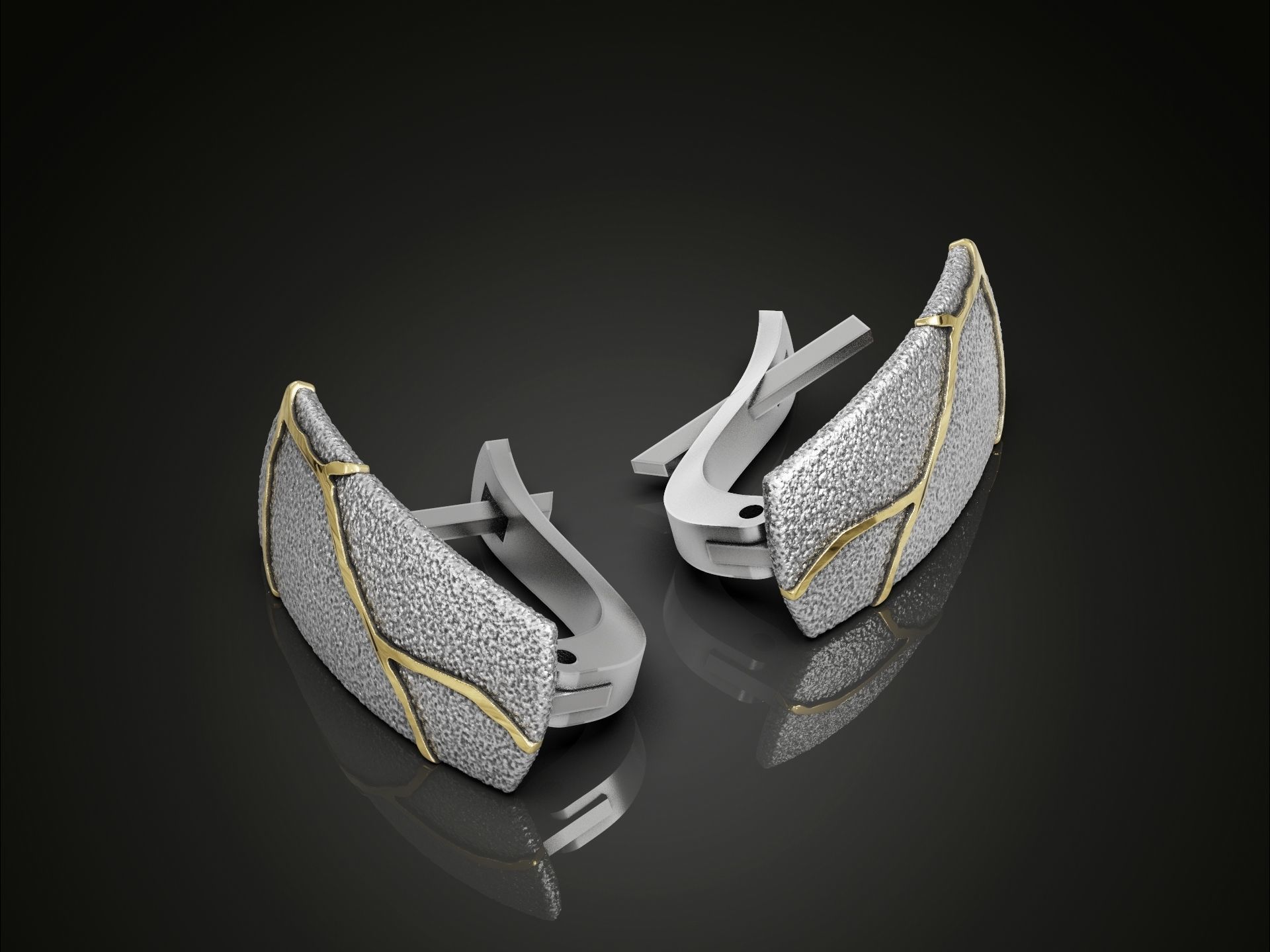 Kintsugi Japan Art Earrings - Original and Unusual Style 3D print model_1