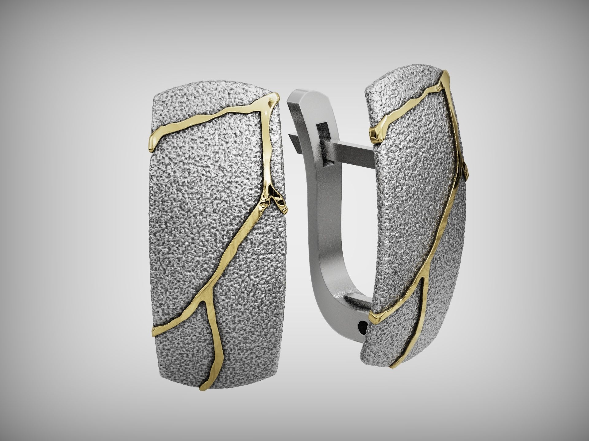 Kintsugi Japan Art Earrings - Original and Unusual Style 3D print model_6