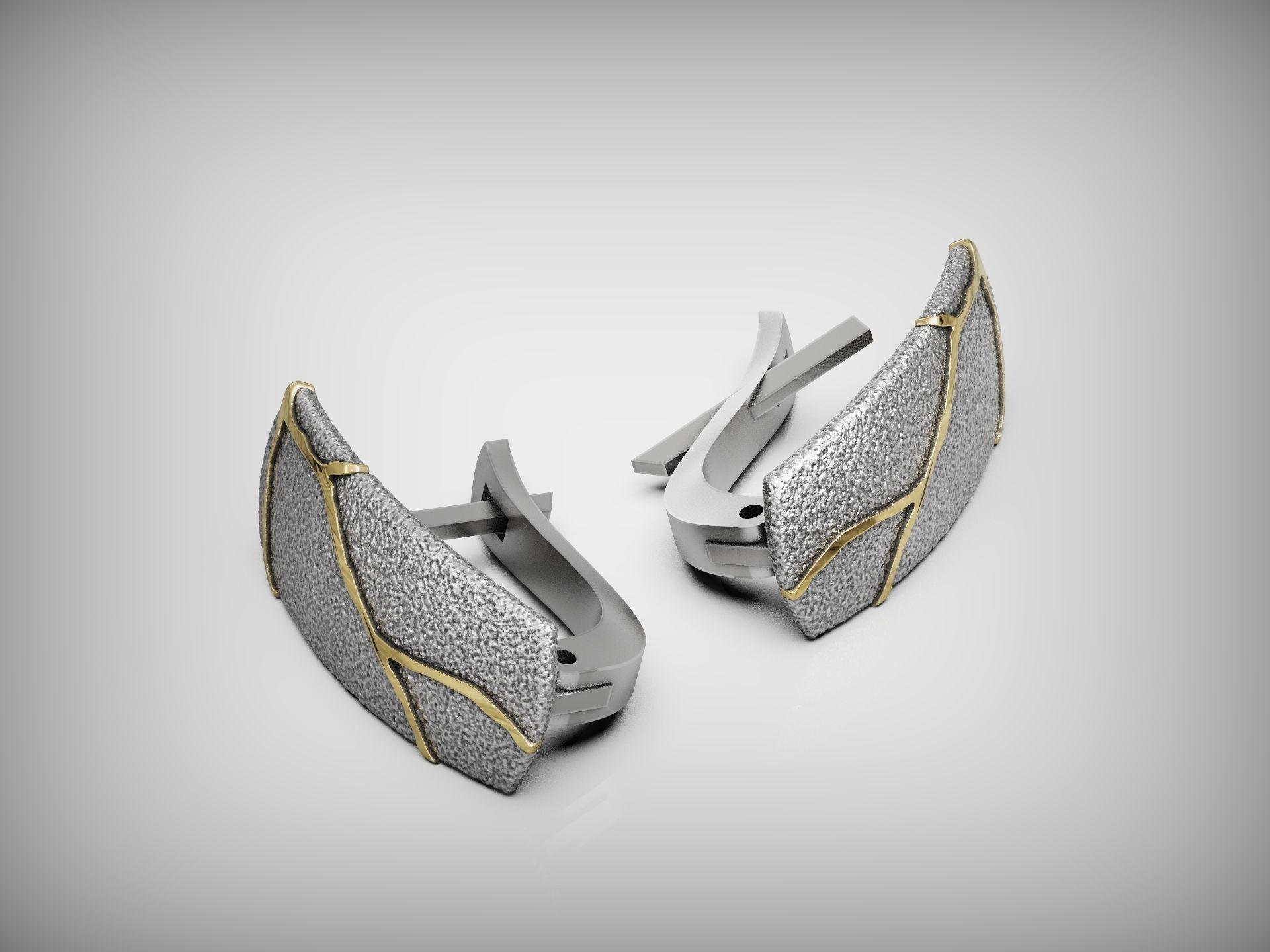 Kintsugi Japan Art Earrings - Original and Unusual Style 3D print model_4