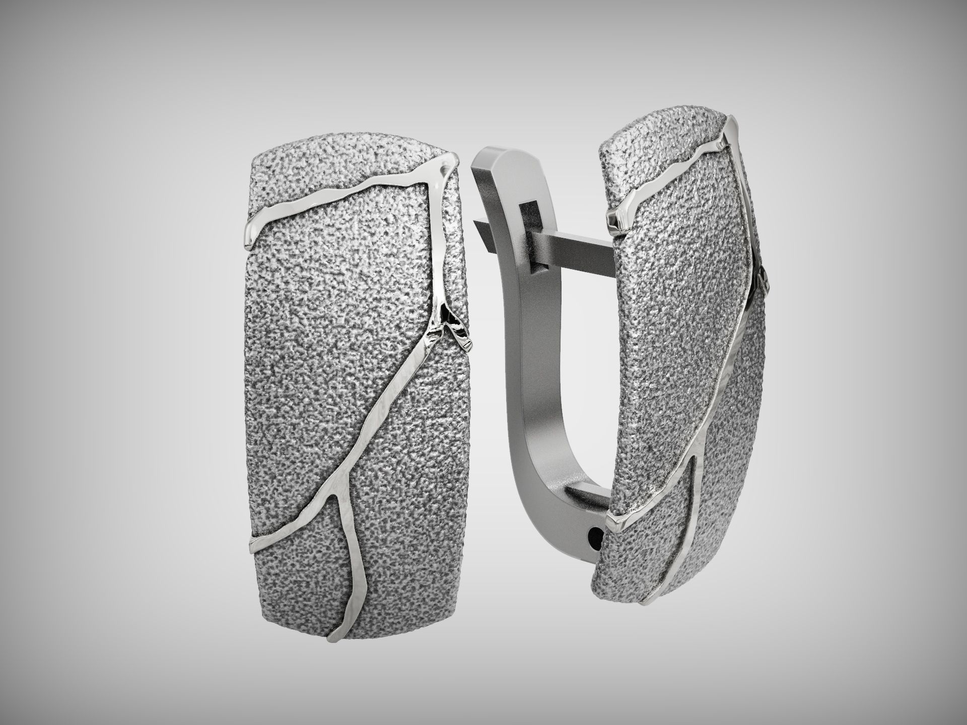 Kintsugi Japan Art Earrings - Original and Unusual Style 3D print model_7