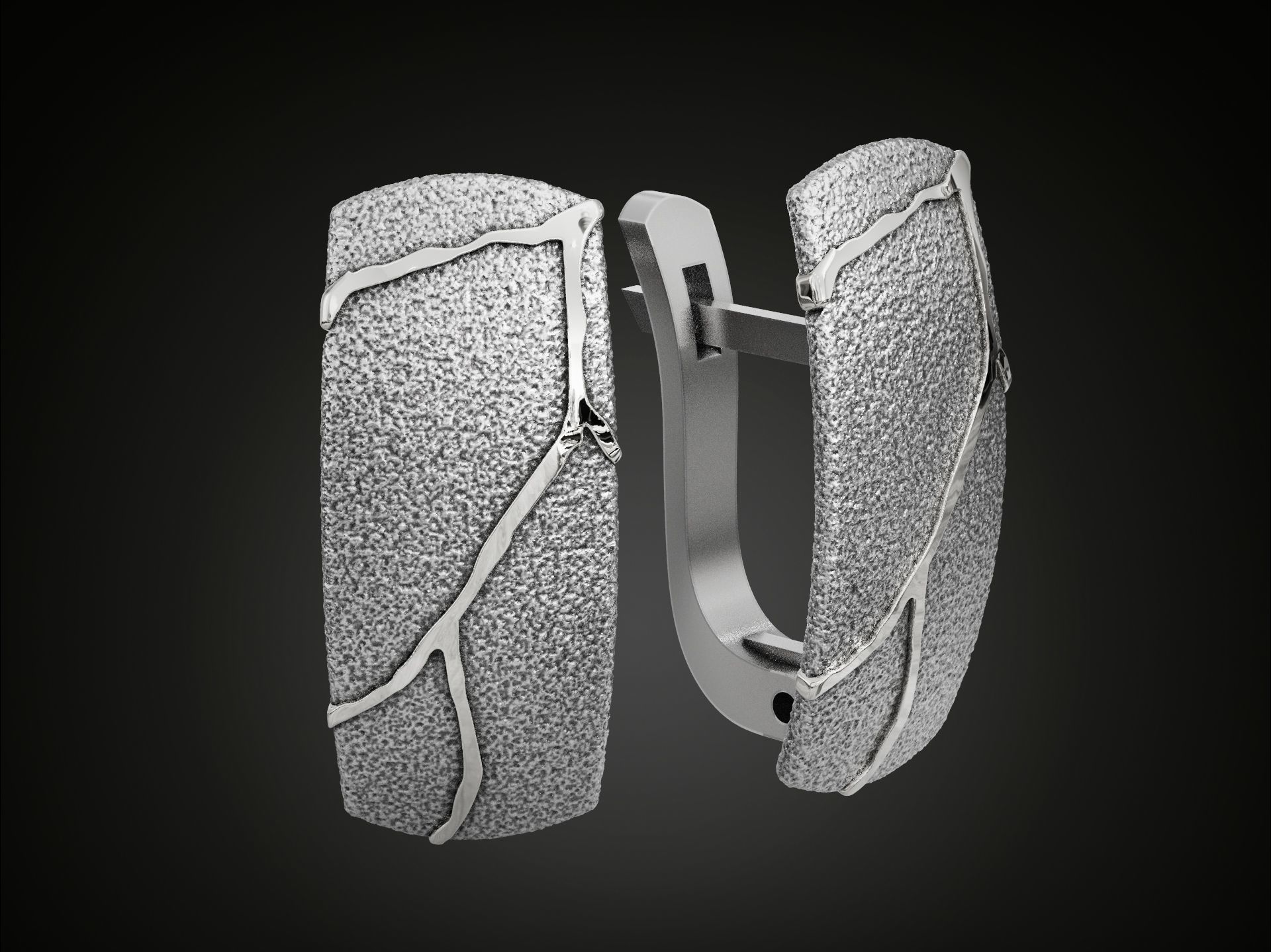 Kintsugi Japan Art Earrings - Original and Unusual Style 3D print model_2