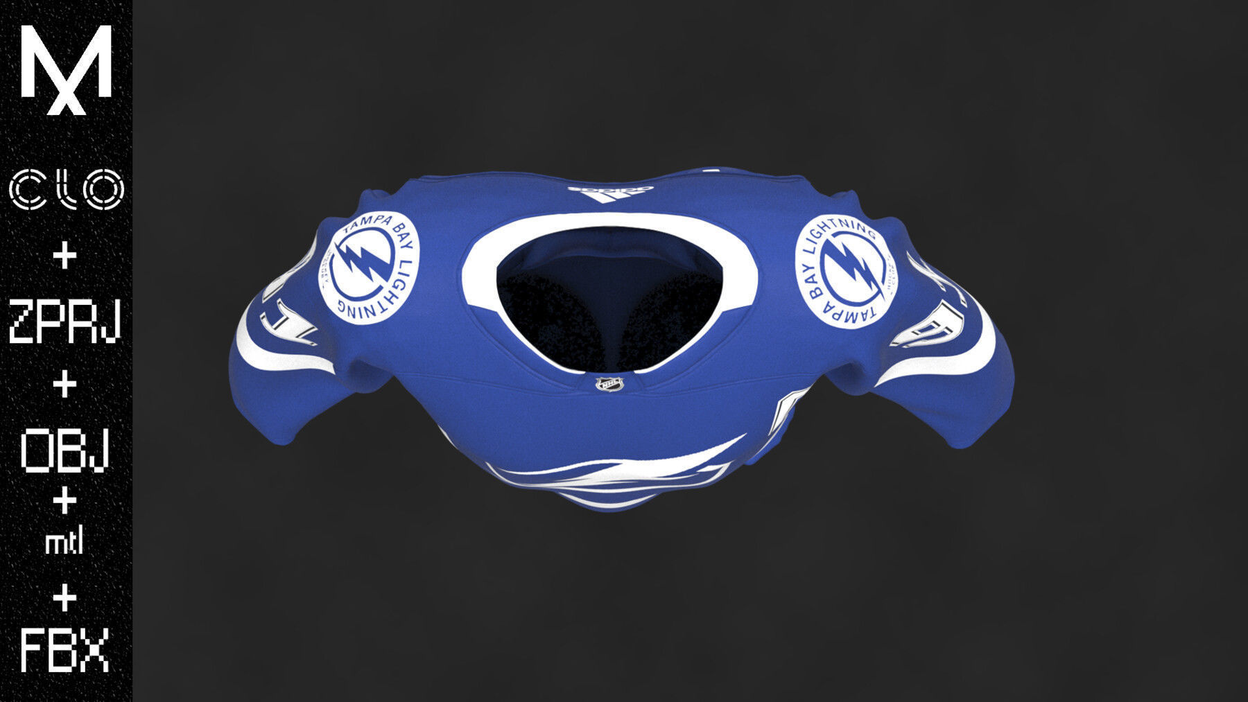Hockey form TAMPA BAY Marvelous designer Clo3d OBJ mtl FBX ZPRJ 3D model_10