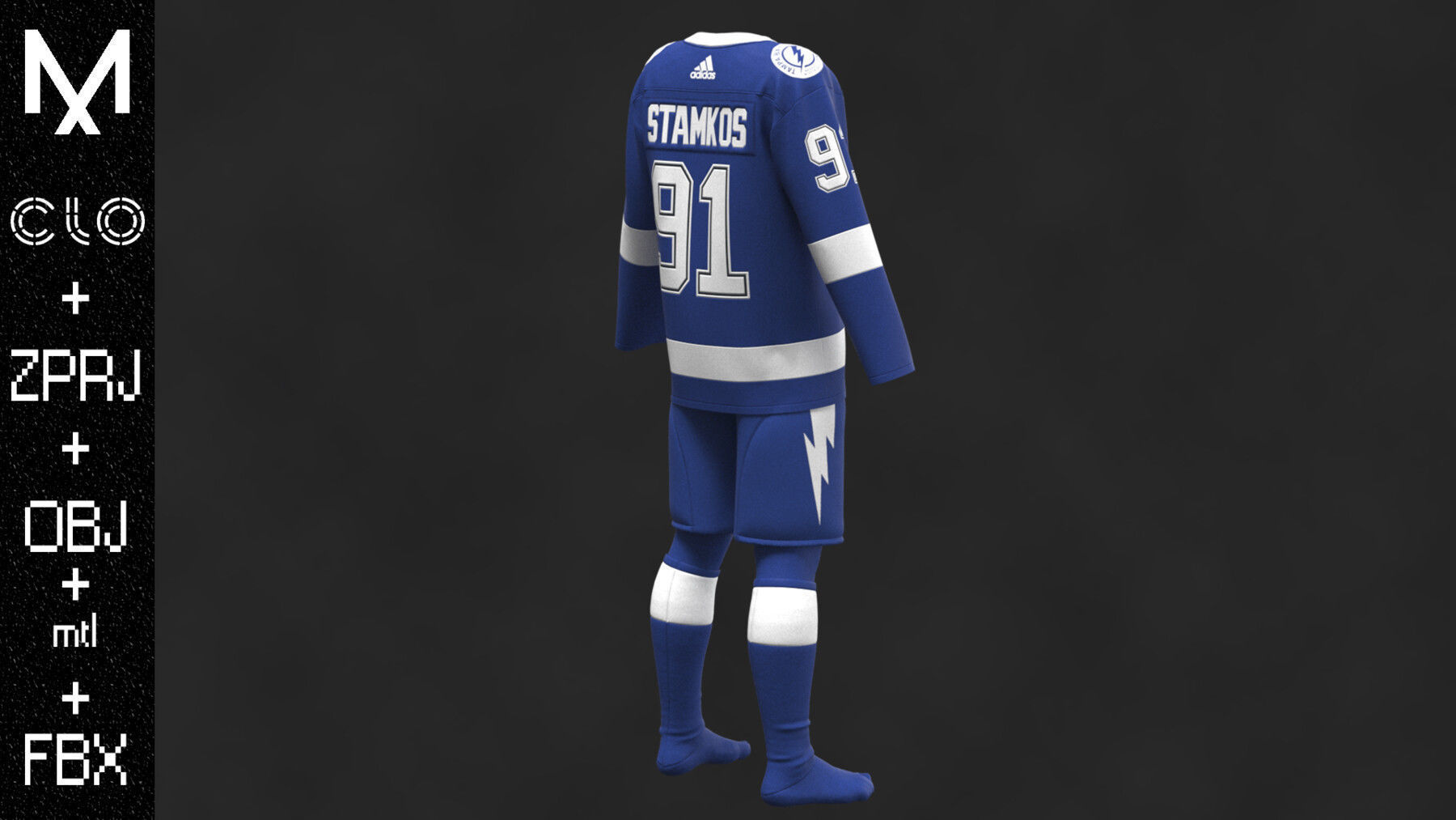 Hockey form TAMPA BAY Marvelous designer Clo3d OBJ mtl FBX ZPRJ 3D model_8