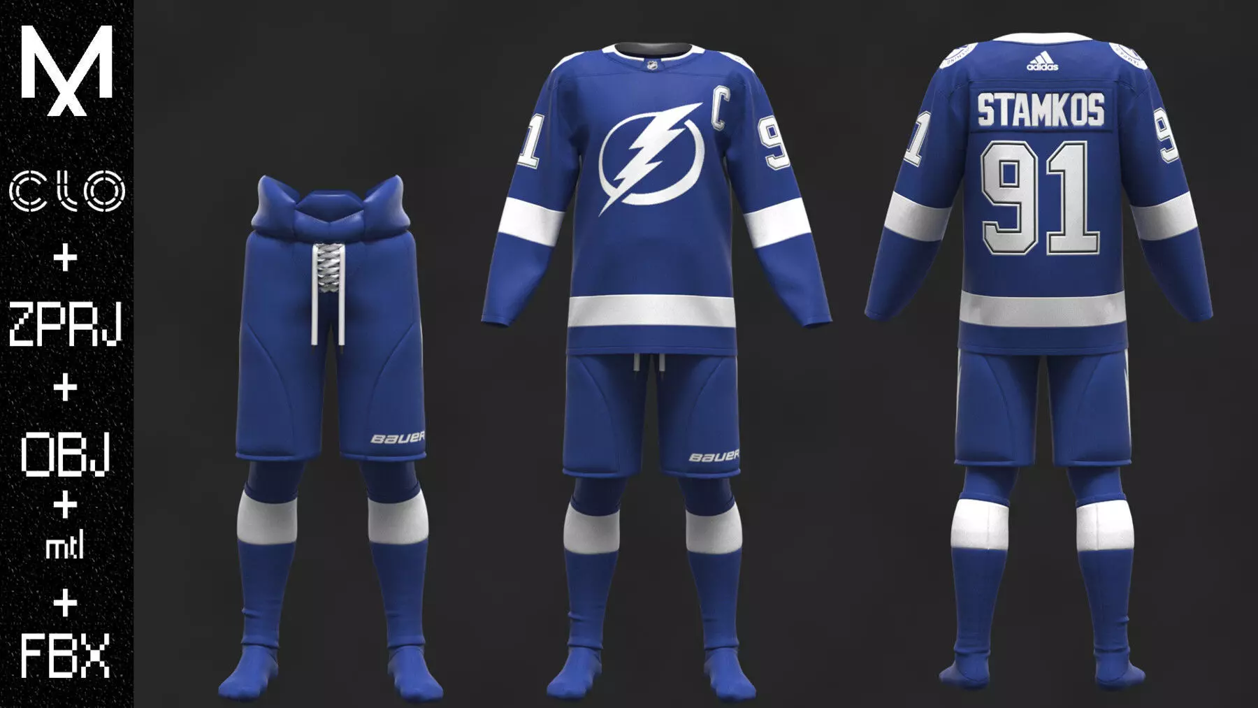 Hockey form TAMPA BAY Marvelous designer Clo3d OBJ mtl FBX ZPRJ 3D model_0