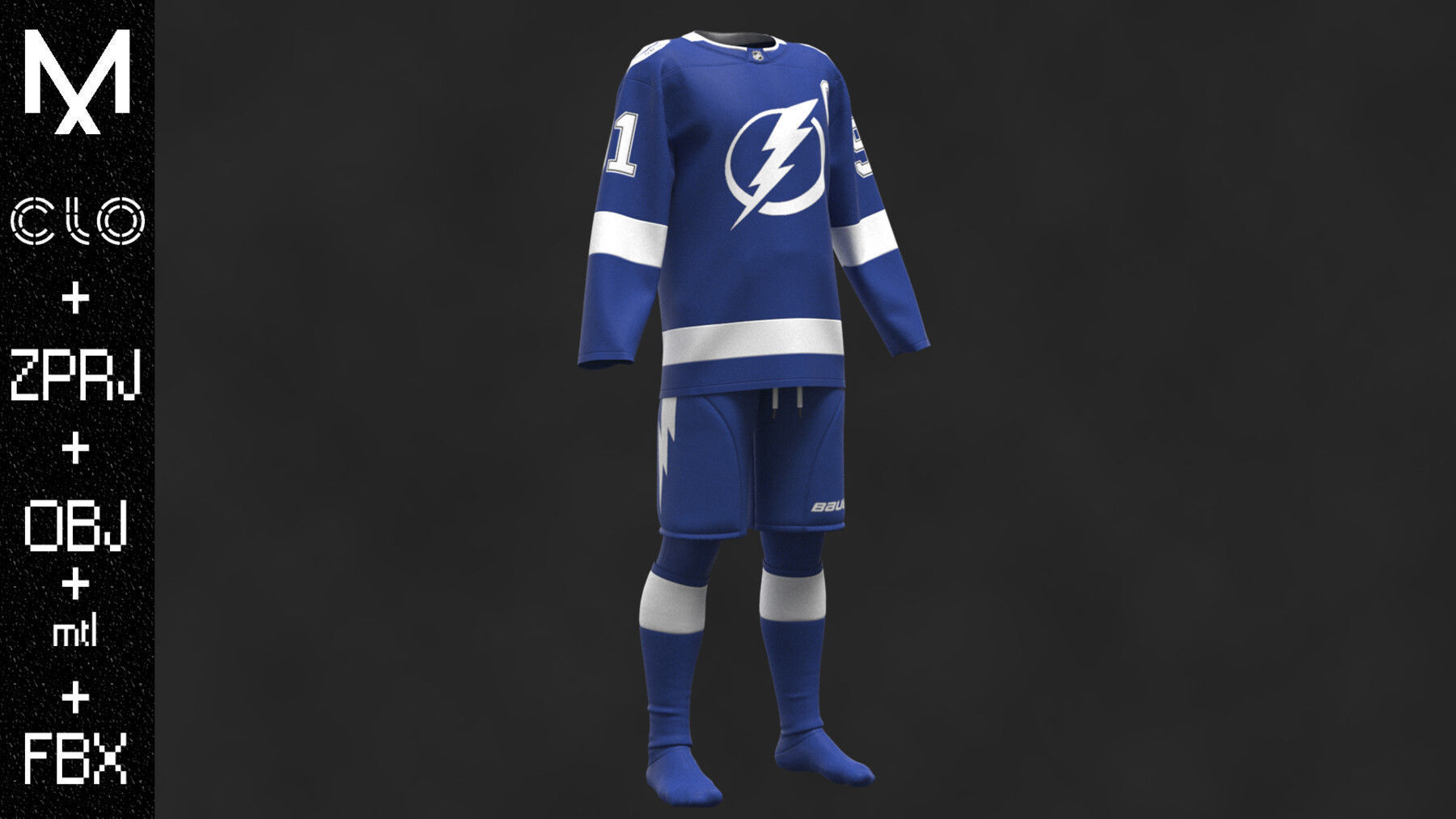 Hockey form TAMPA BAY Marvelous designer Clo3d OBJ mtl FBX ZPRJ 3D model_5