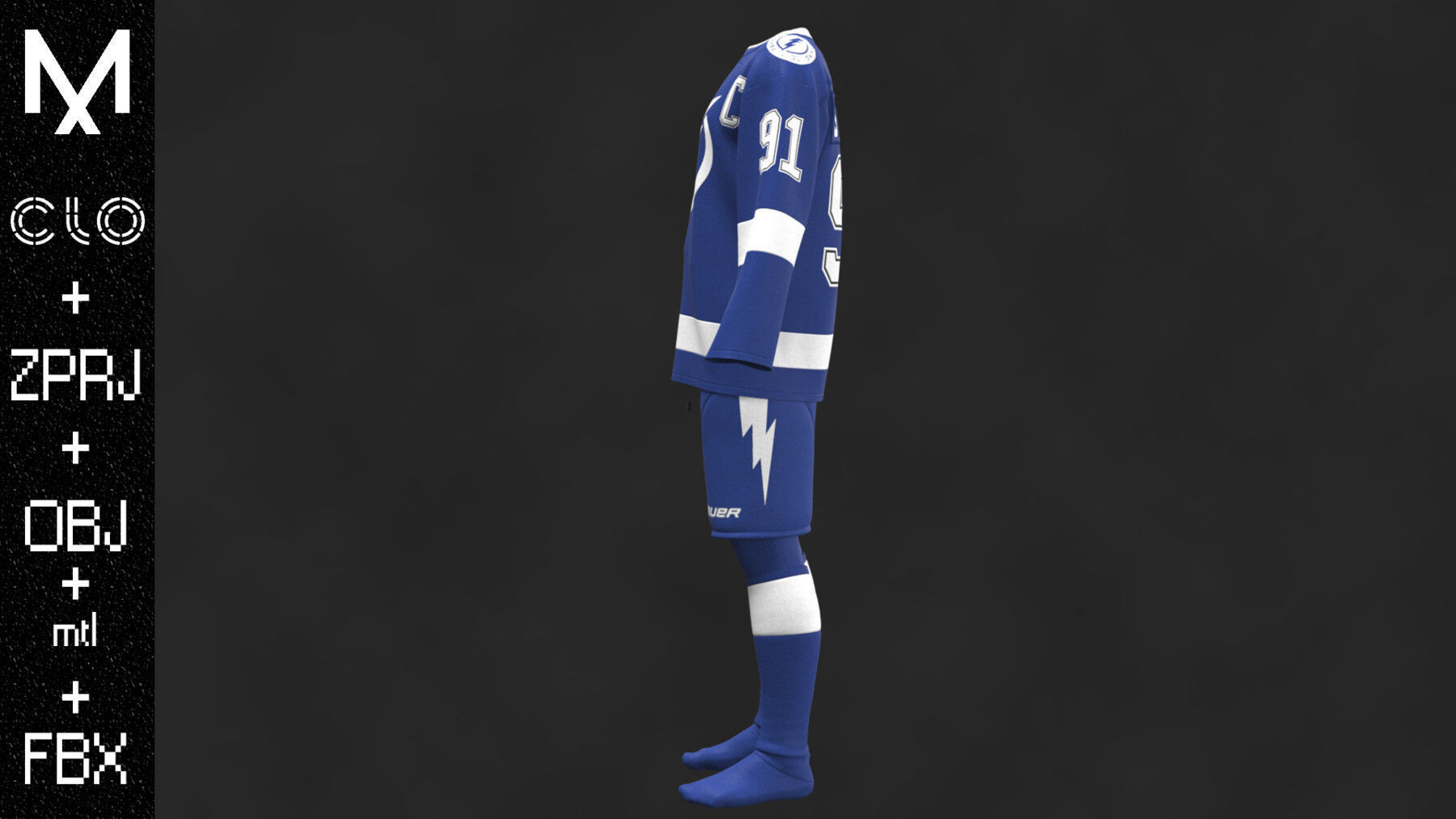 Hockey form TAMPA BAY Marvelous designer Clo3d OBJ mtl FBX ZPRJ 3D model_7