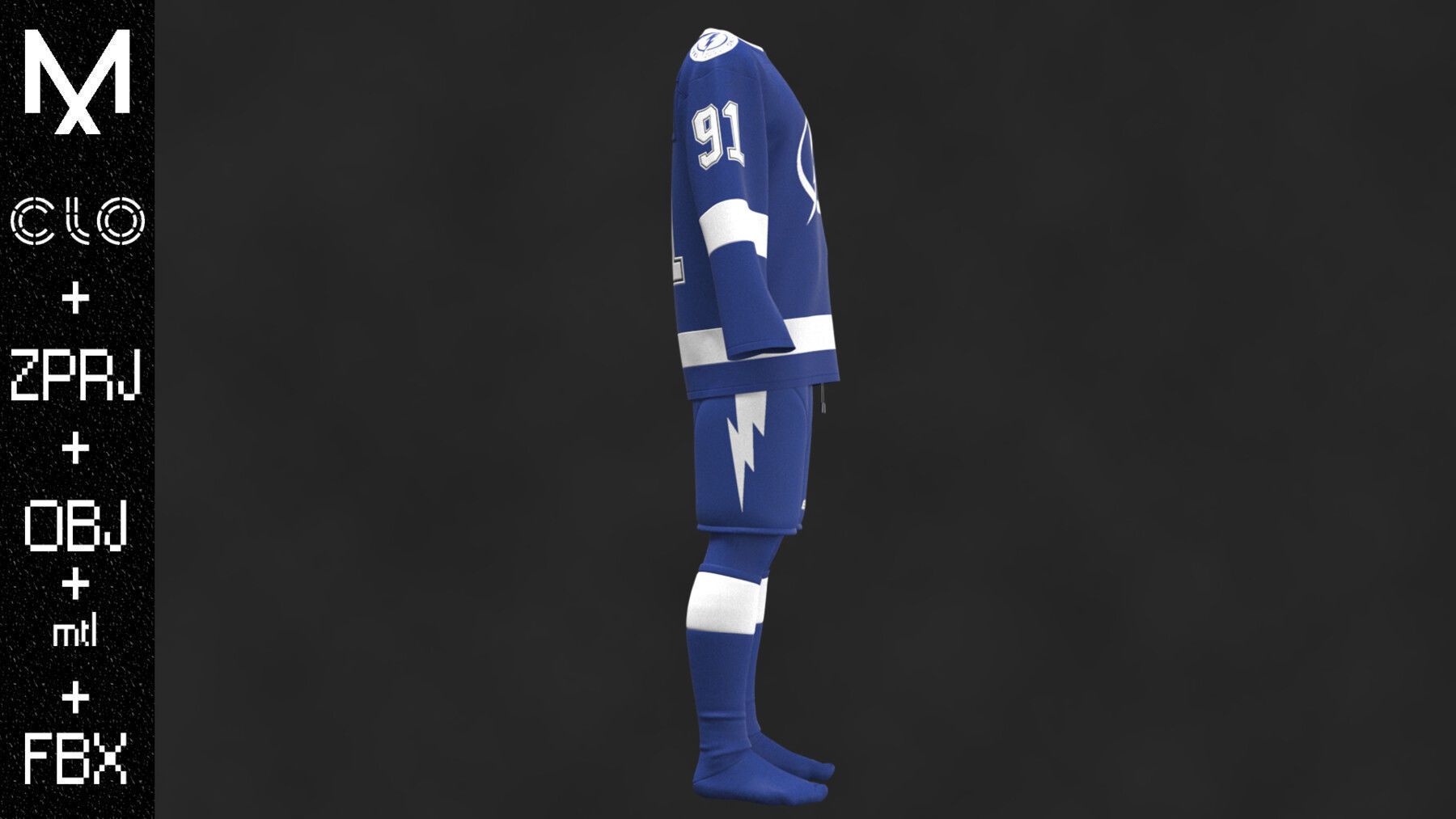 Hockey form TAMPA BAY Marvelous designer Clo3d OBJ mtl FBX ZPRJ 3D model_9