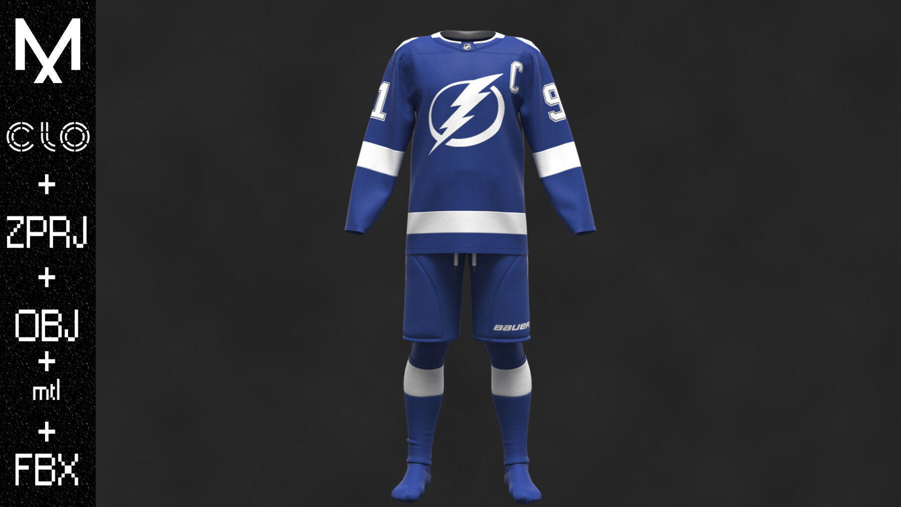 Hockey form TAMPA BAY Marvelous designer Clo3d OBJ mtl FBX ZPRJ 3D model_2