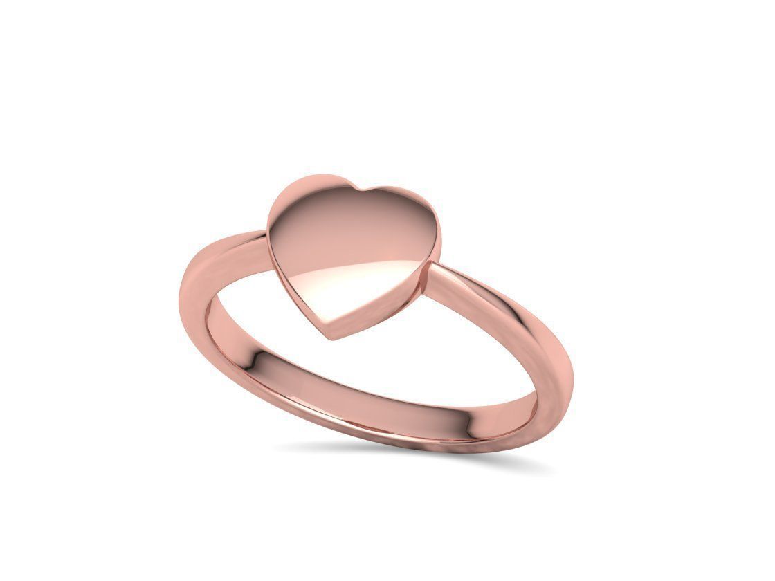 Small Heart Flat Ring Tiny Heart Band 3D print model 3D print model_27