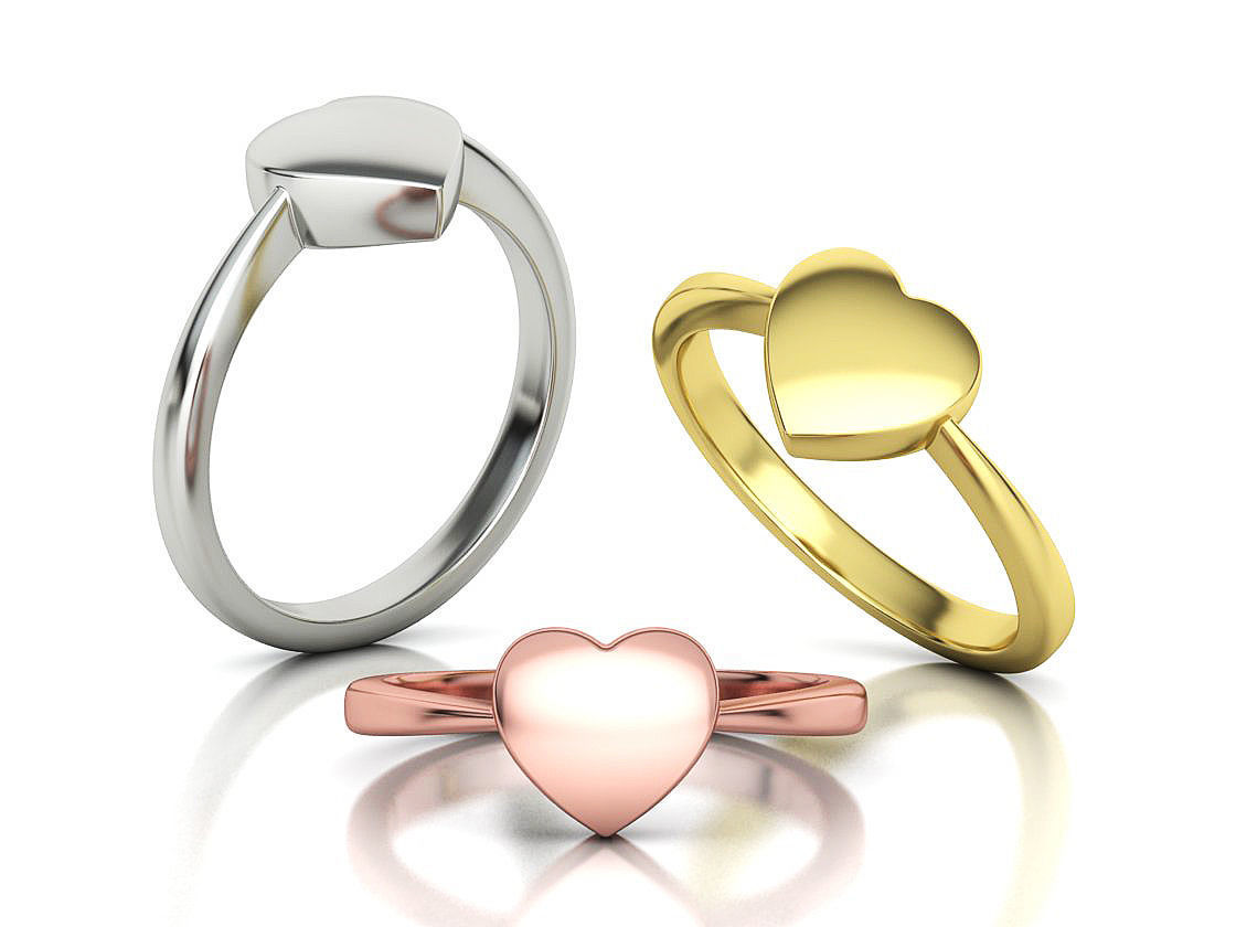 Small Heart Flat Ring Tiny Heart Band 3D print model 3D print model_1