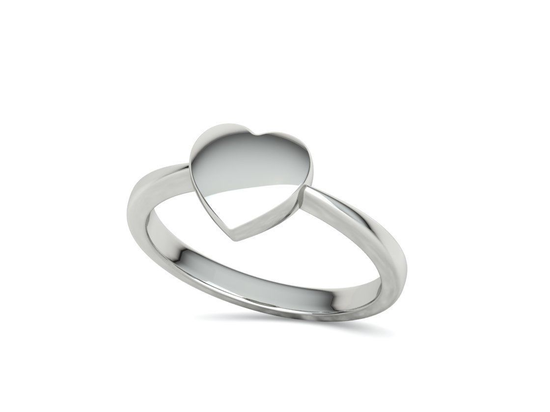 Small Heart Flat Ring Tiny Heart Band 3D print model 3D print model_29