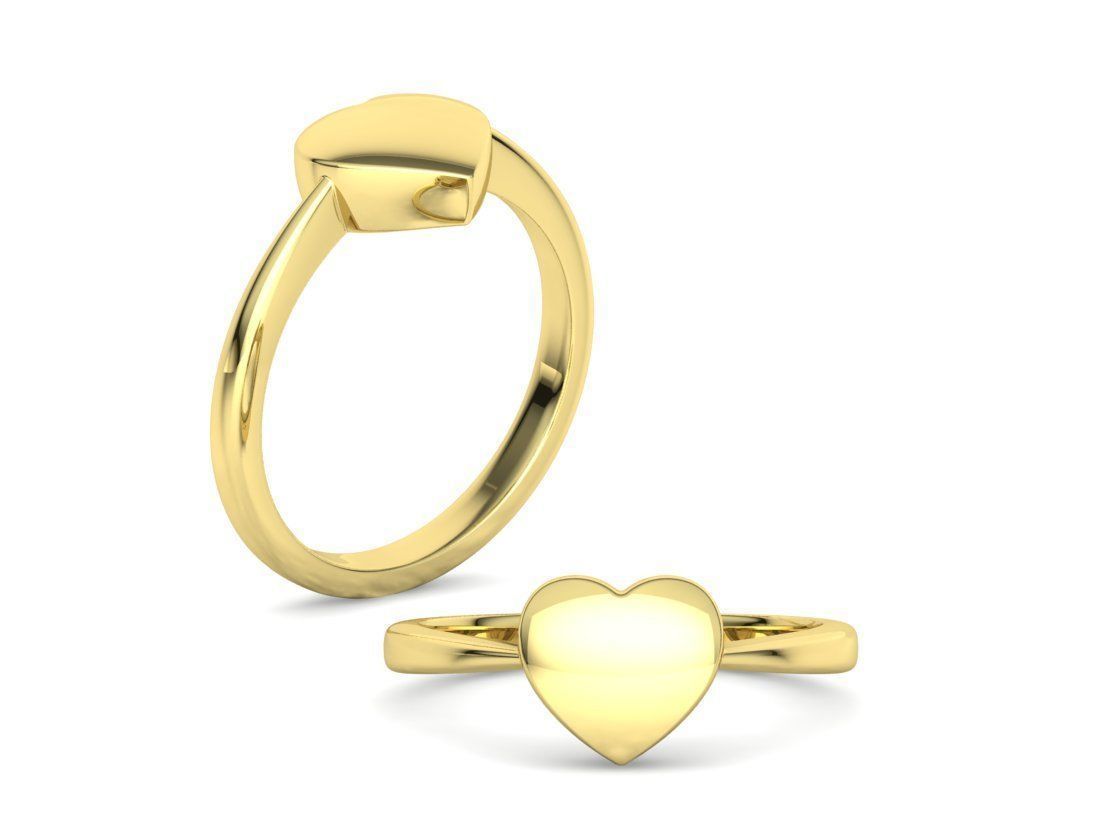 Small Heart Flat Ring Tiny Heart Band 3D print model 3D print model_3