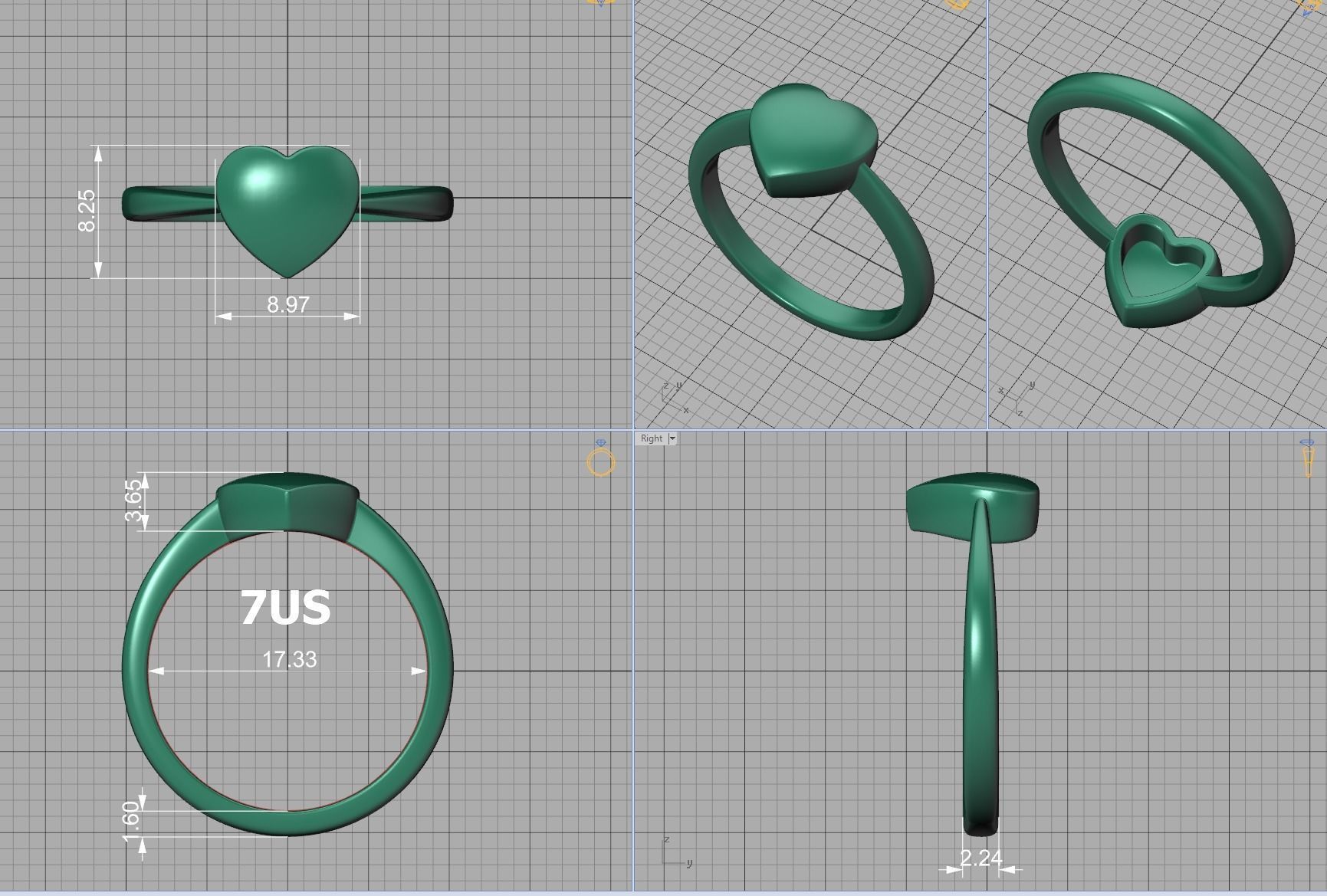 Small Heart Flat Ring Tiny Heart Band 3D print model 3D print model_5
