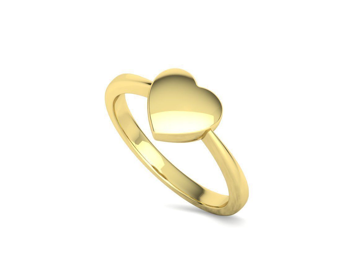 Small Heart Flat Ring Tiny Heart Band 3D print model 3D print model_25