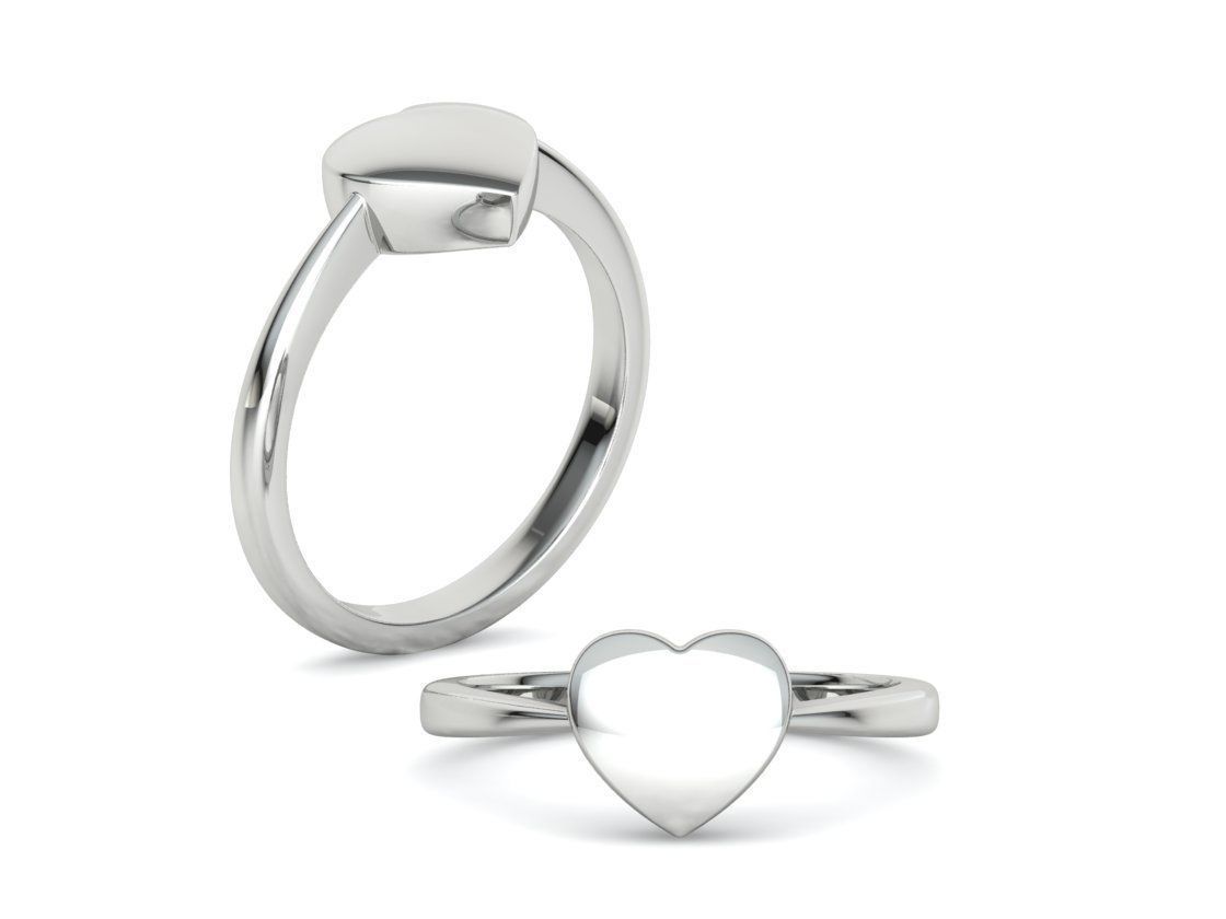 Small Heart Flat Ring Tiny Heart Band 3D print model 3D print model_4