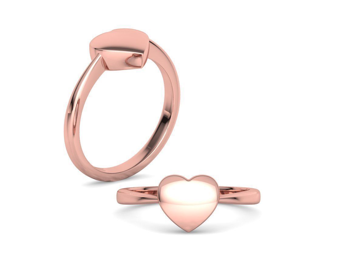 Small Heart Flat Ring Tiny Heart Band 3D print model 3D print model_2