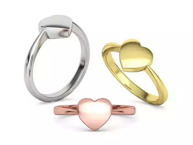 Small Heart Flat Ring Tiny Heart Band 3D print model 3D print model