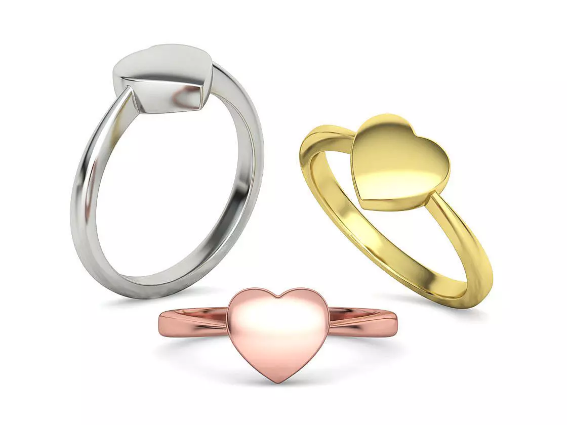 Small Heart Flat Ring Tiny Heart Band 3D print model 3D print model_0