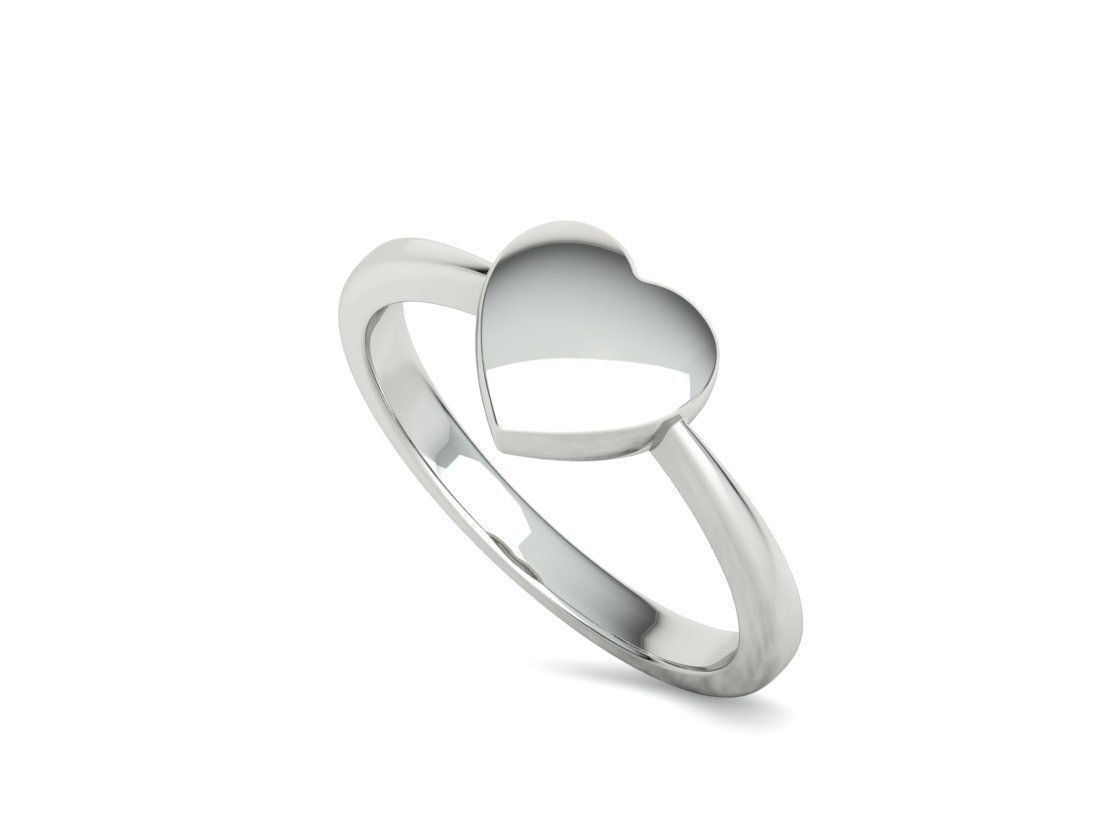 Small Heart Flat Ring Tiny Heart Band 3D print model 3D print model_26