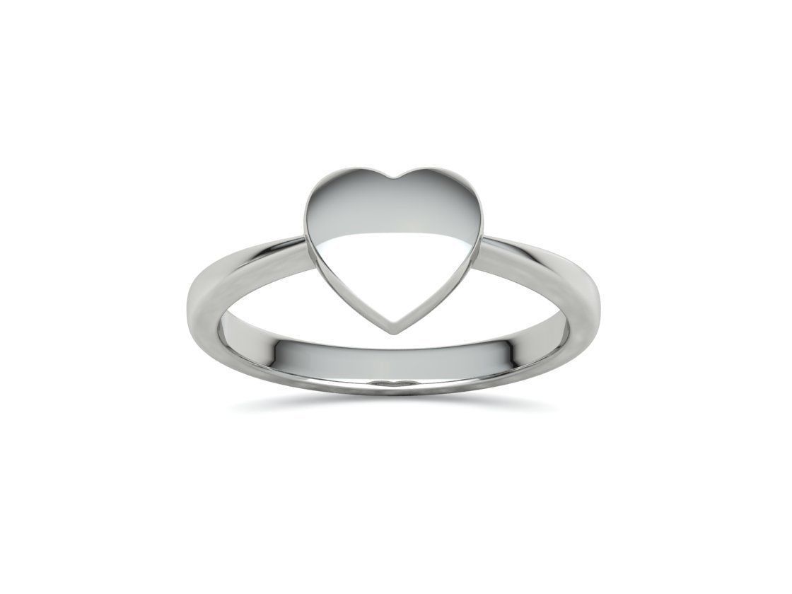 Small Heart Flat Ring Tiny Heart Band 3D print model 3D print model_11