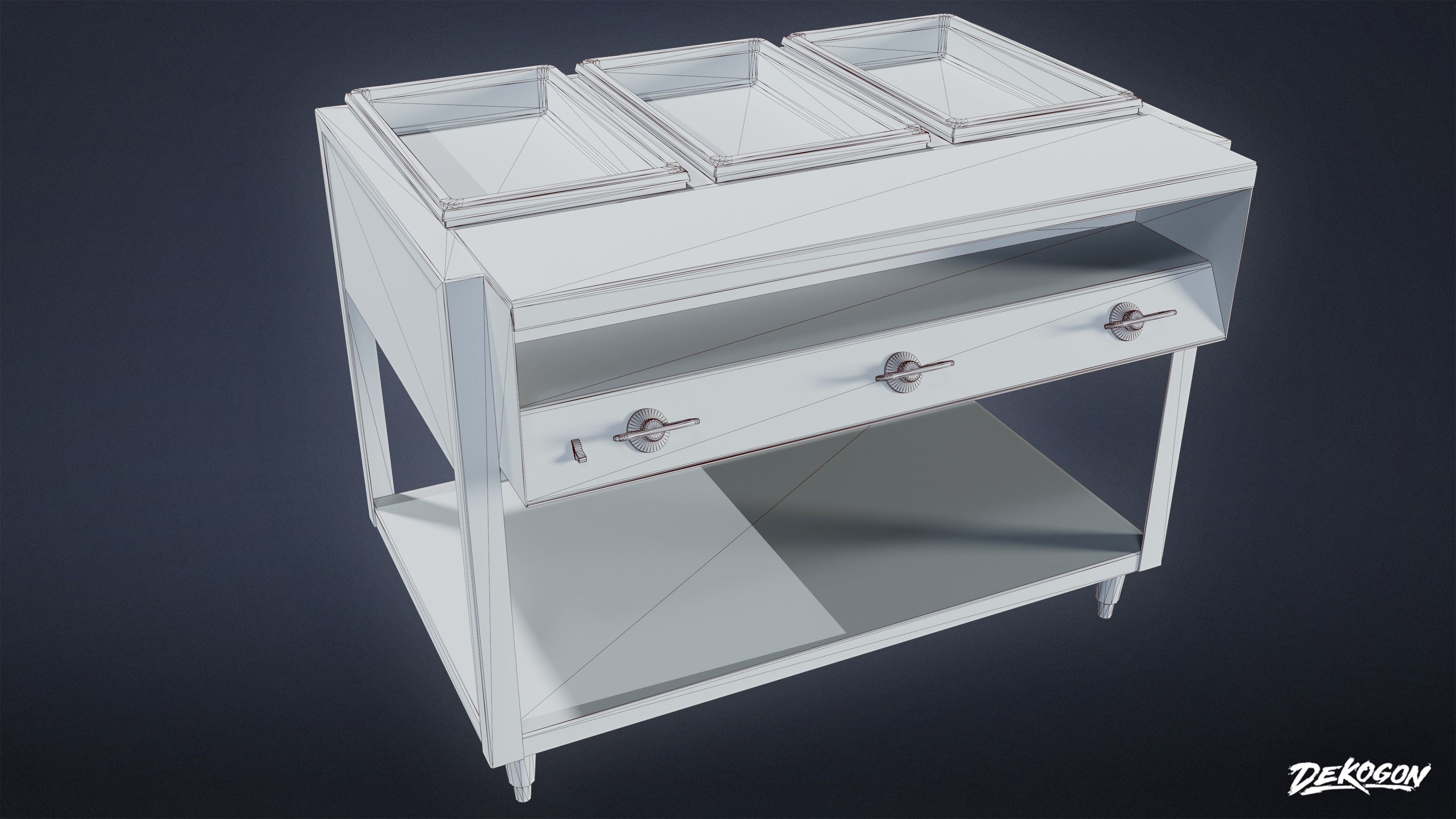 KITCHEN - Food Table 01 - LOW POLY Low-poly 3D model_1