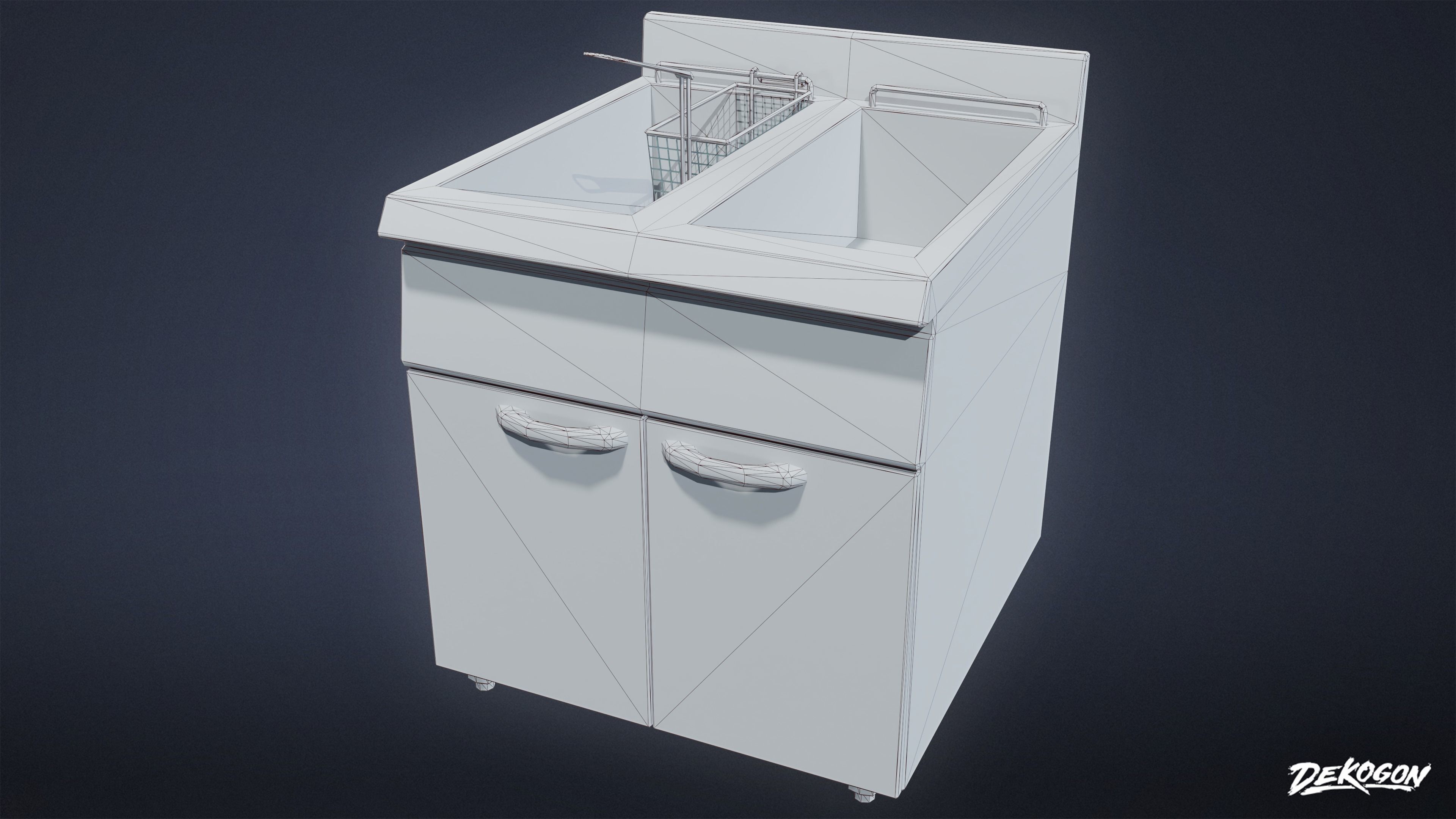 KITCHEN - Fryer 01 - LOW POLY Low-poly 3D model_1