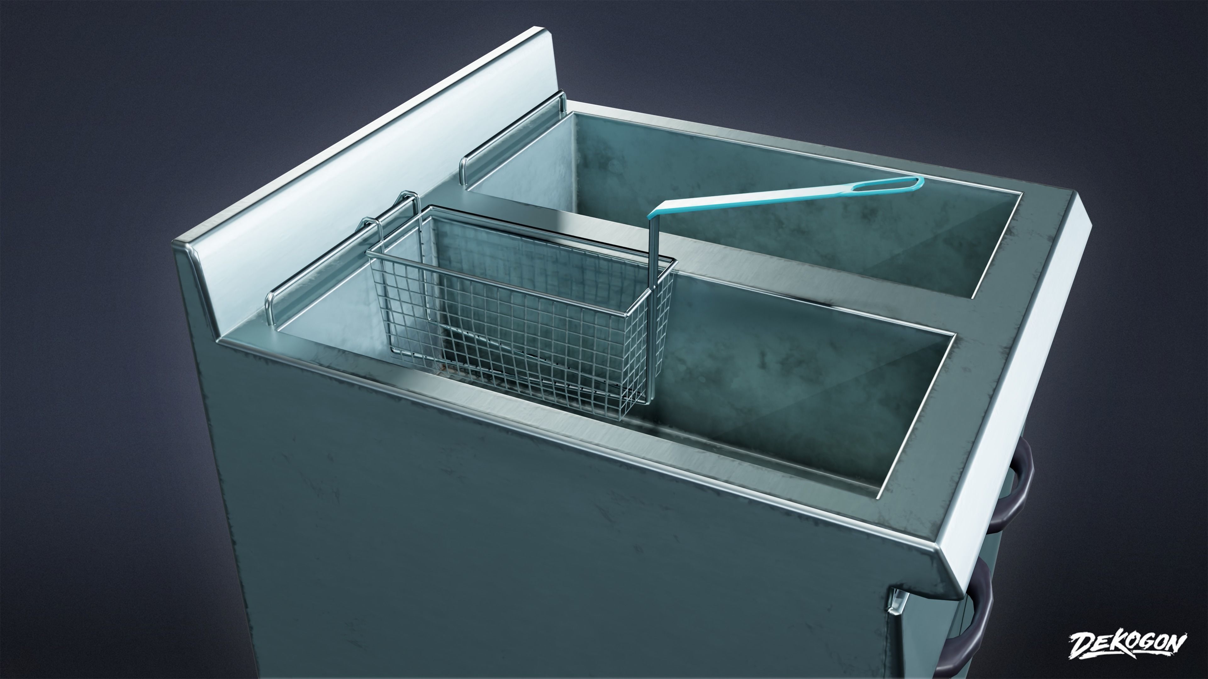 KITCHEN - Fryer 01 - LOW POLY Low-poly 3D model_5