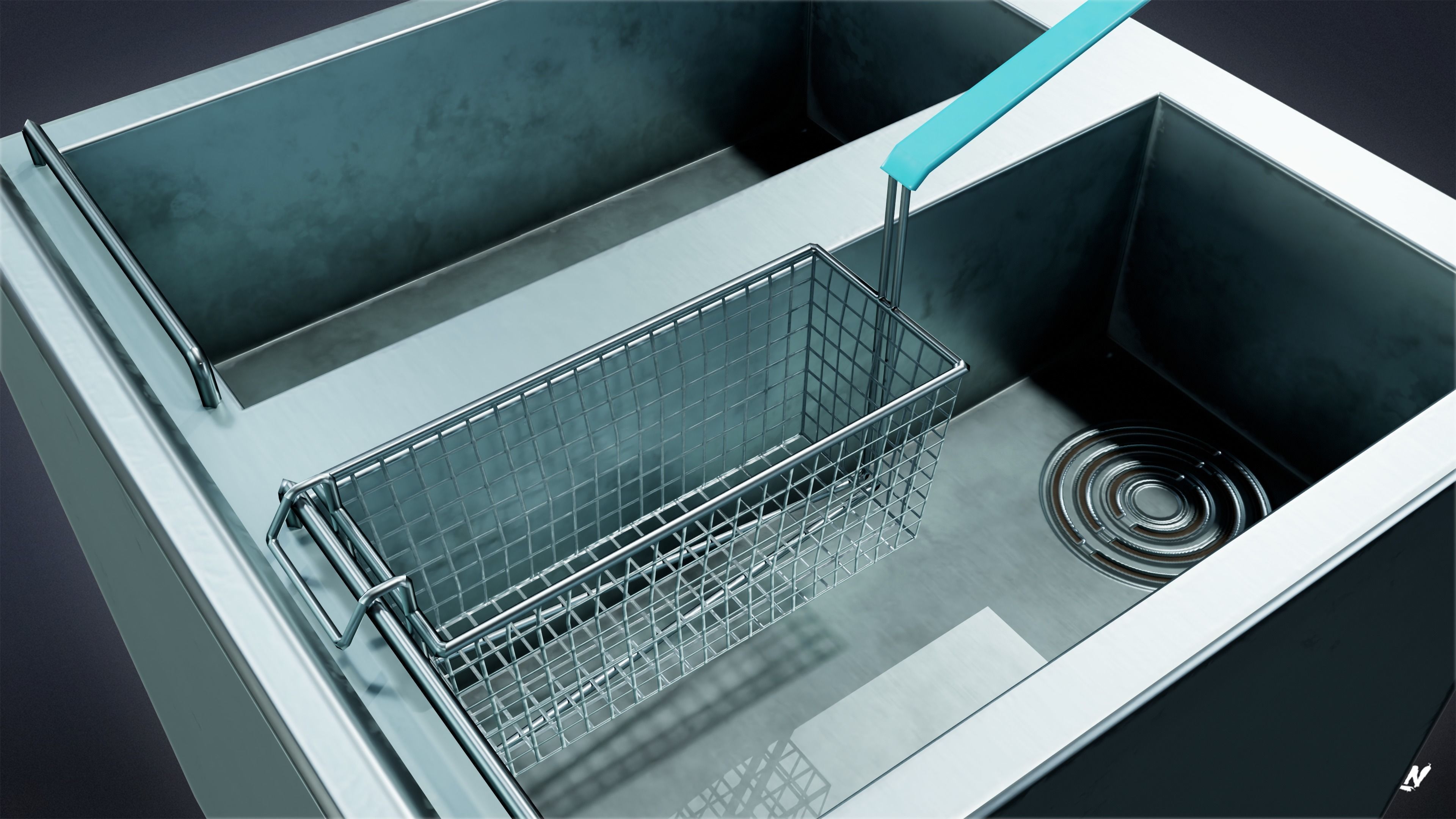 KITCHEN - Fryer 01 - LOW POLY Low-poly 3D model_7