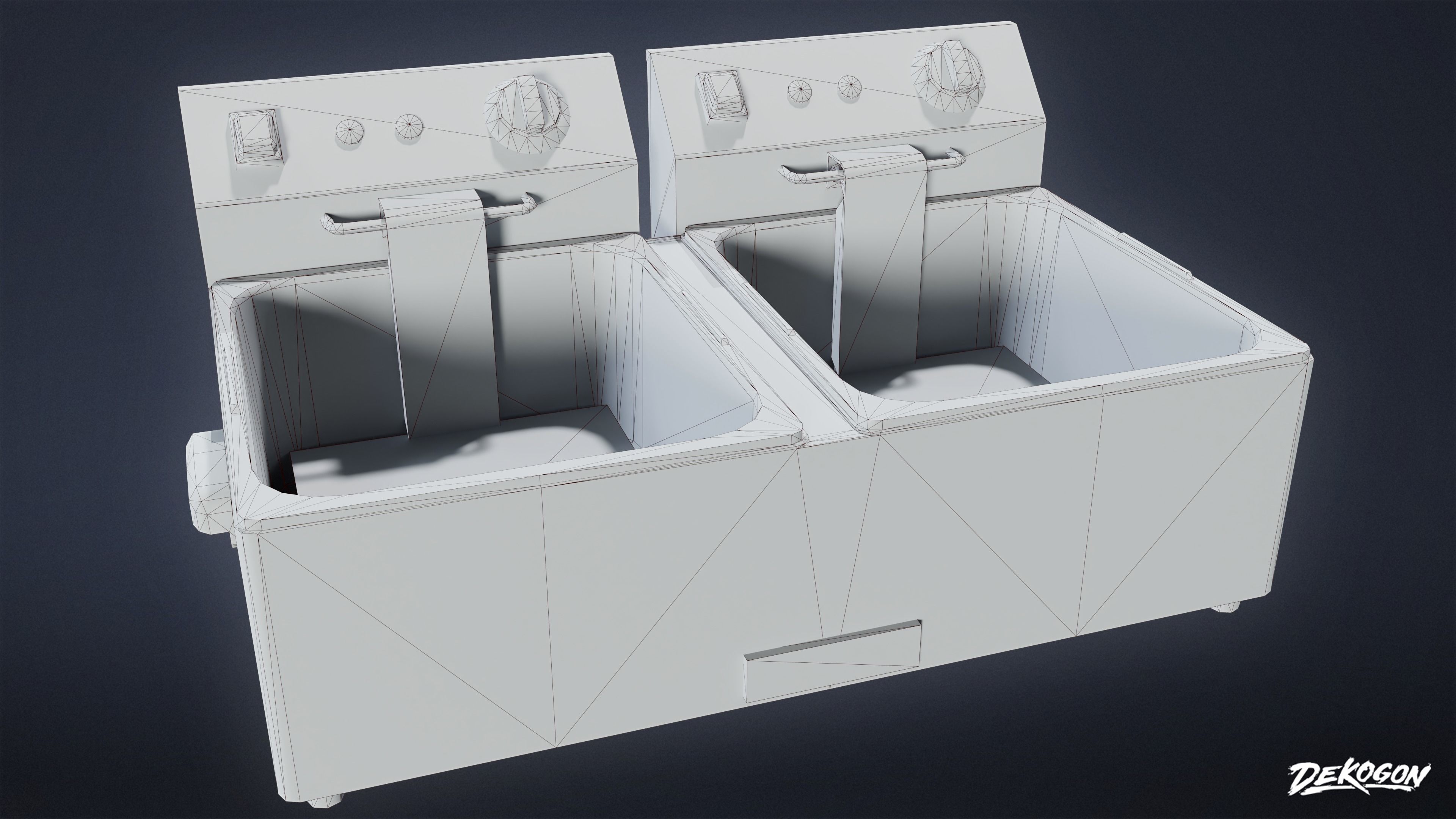 KITCHEN - Fryer 02 - LOW POLY Low-poly 3D model_1
