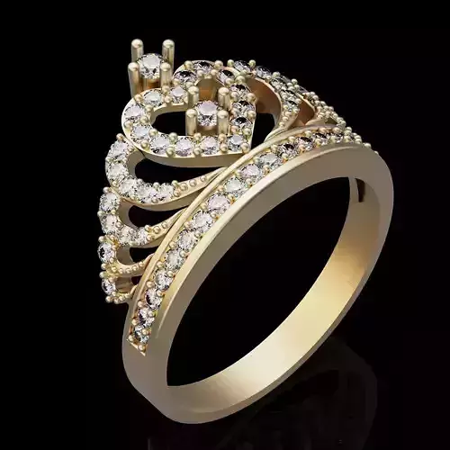 Crown ring silver gold jewelry printable 3D model