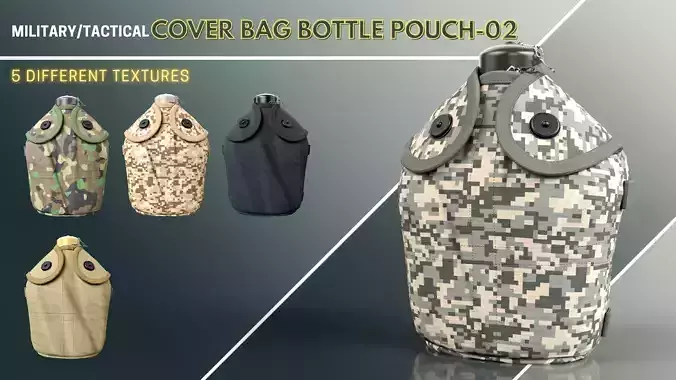 Military-Tactical Cover Bag Bottle Pouch 02 Free 3D model