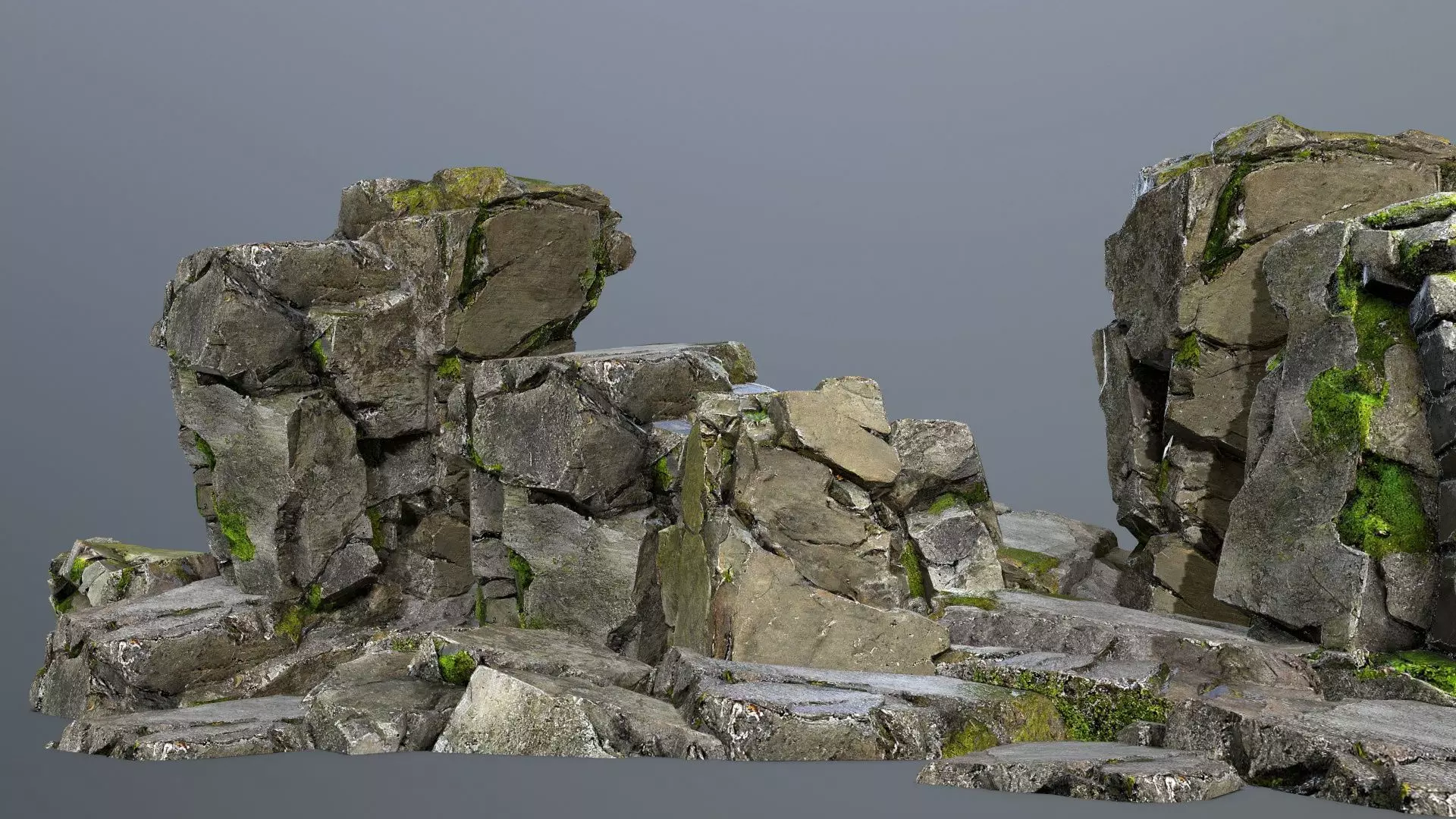 mossy rocks Low-poly 3D model_0