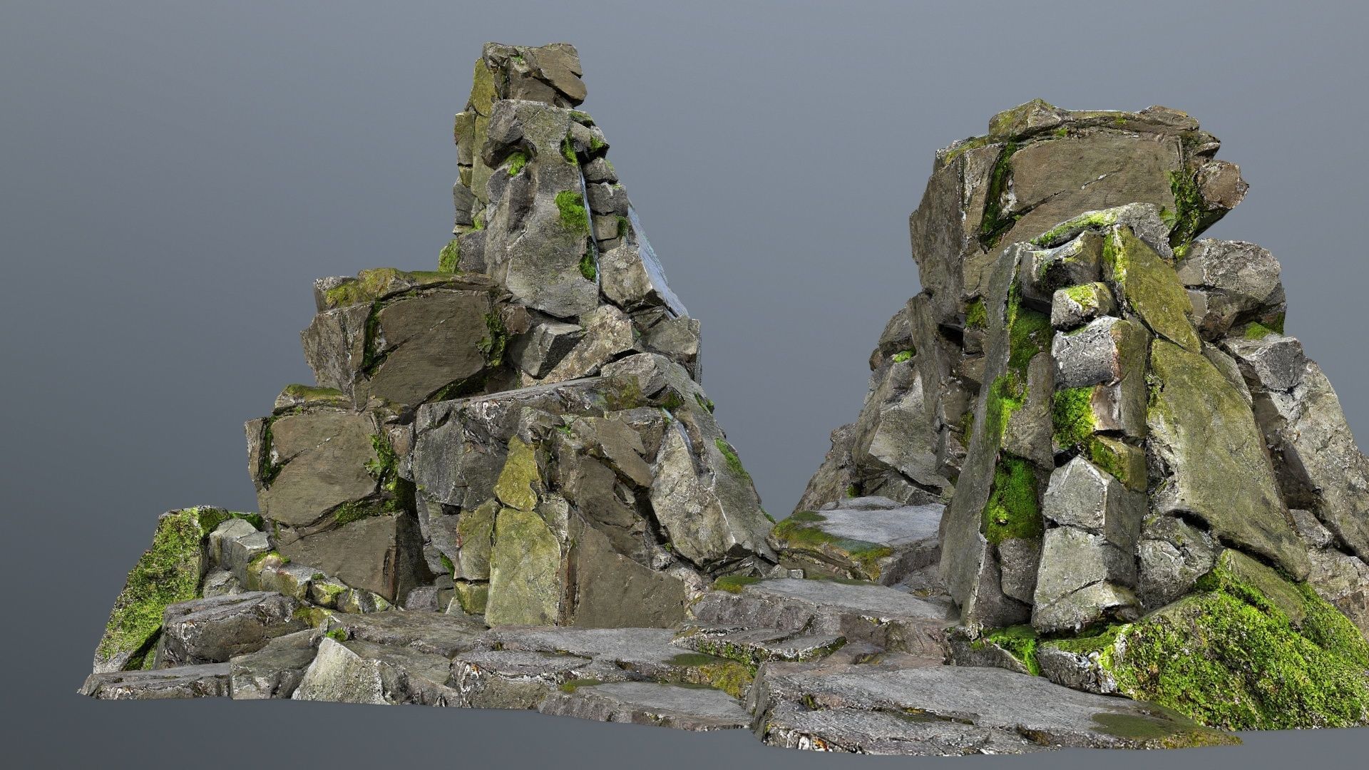 mossy rocks Low-poly 3D model_1