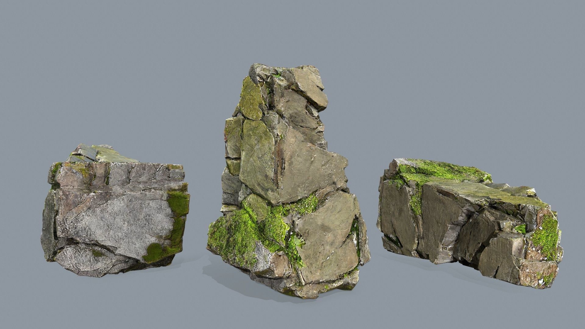 mossy rocks Low-poly 3D model_2