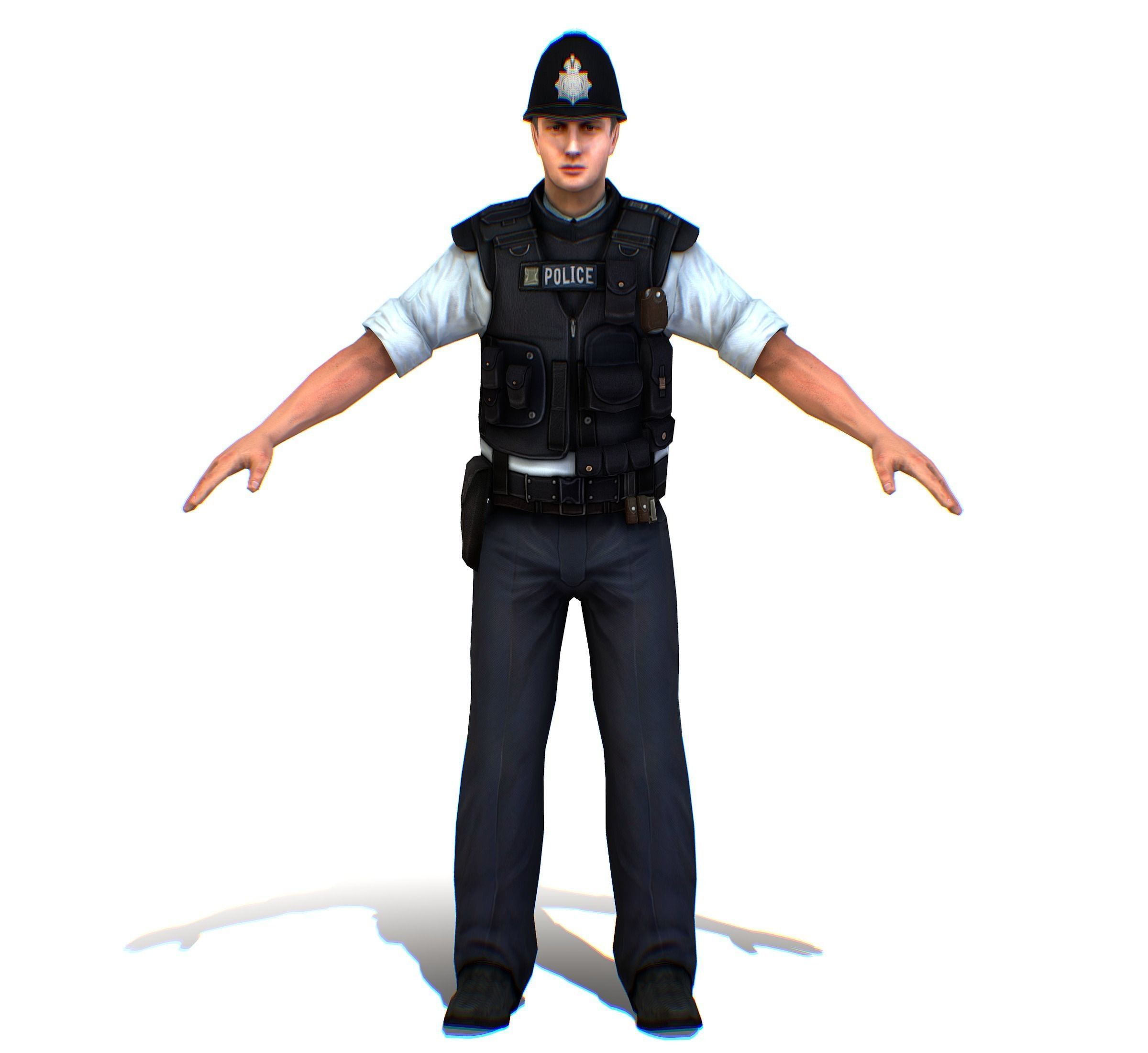 London Man Police Officer Gendarme Low-poly 3D model_1