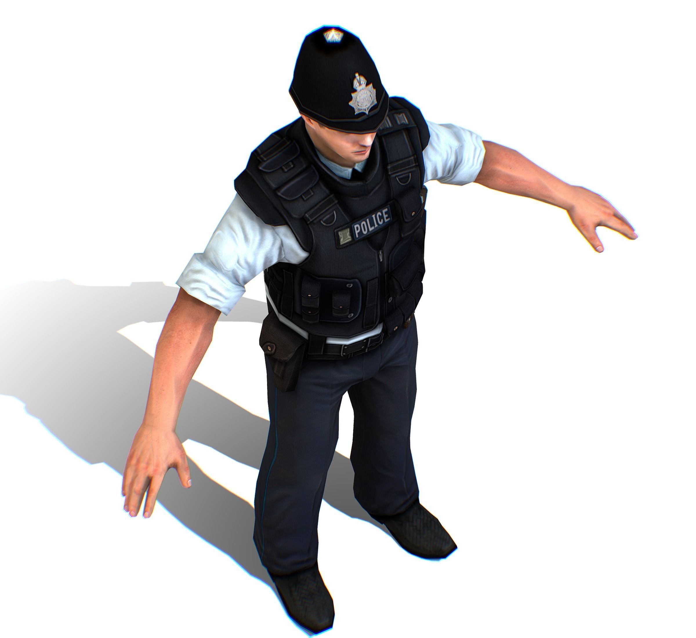 London Man Police Officer Gendarme Low-poly 3D model_13
