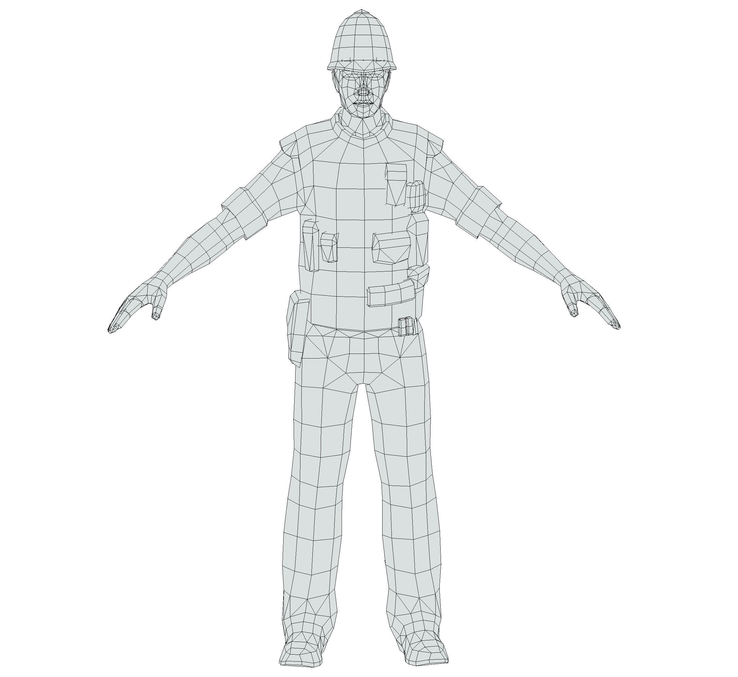 London Man Police Officer Gendarme Low-poly 3D model_19