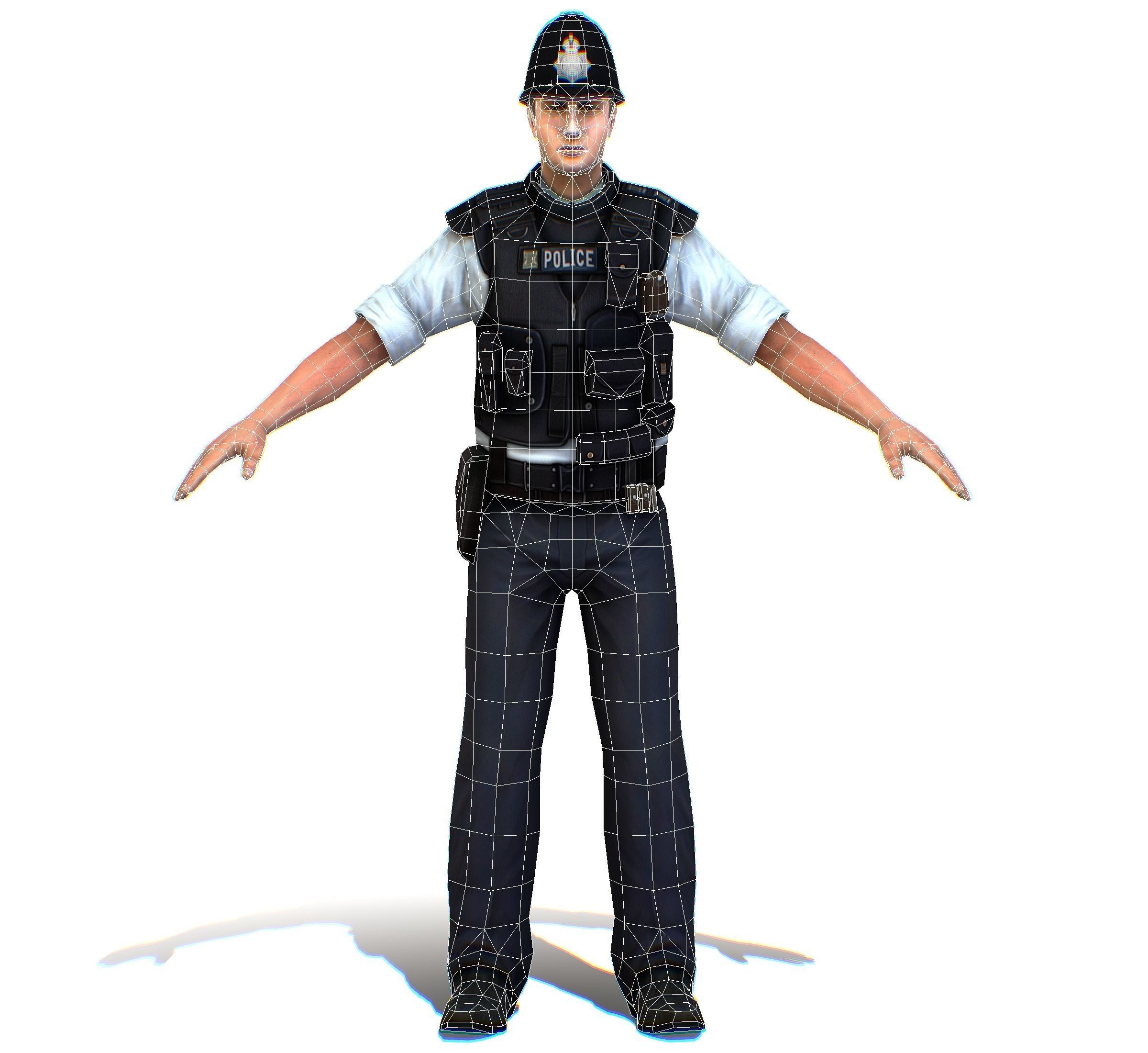 London Man Police Officer Gendarme Low-poly 3D model_16