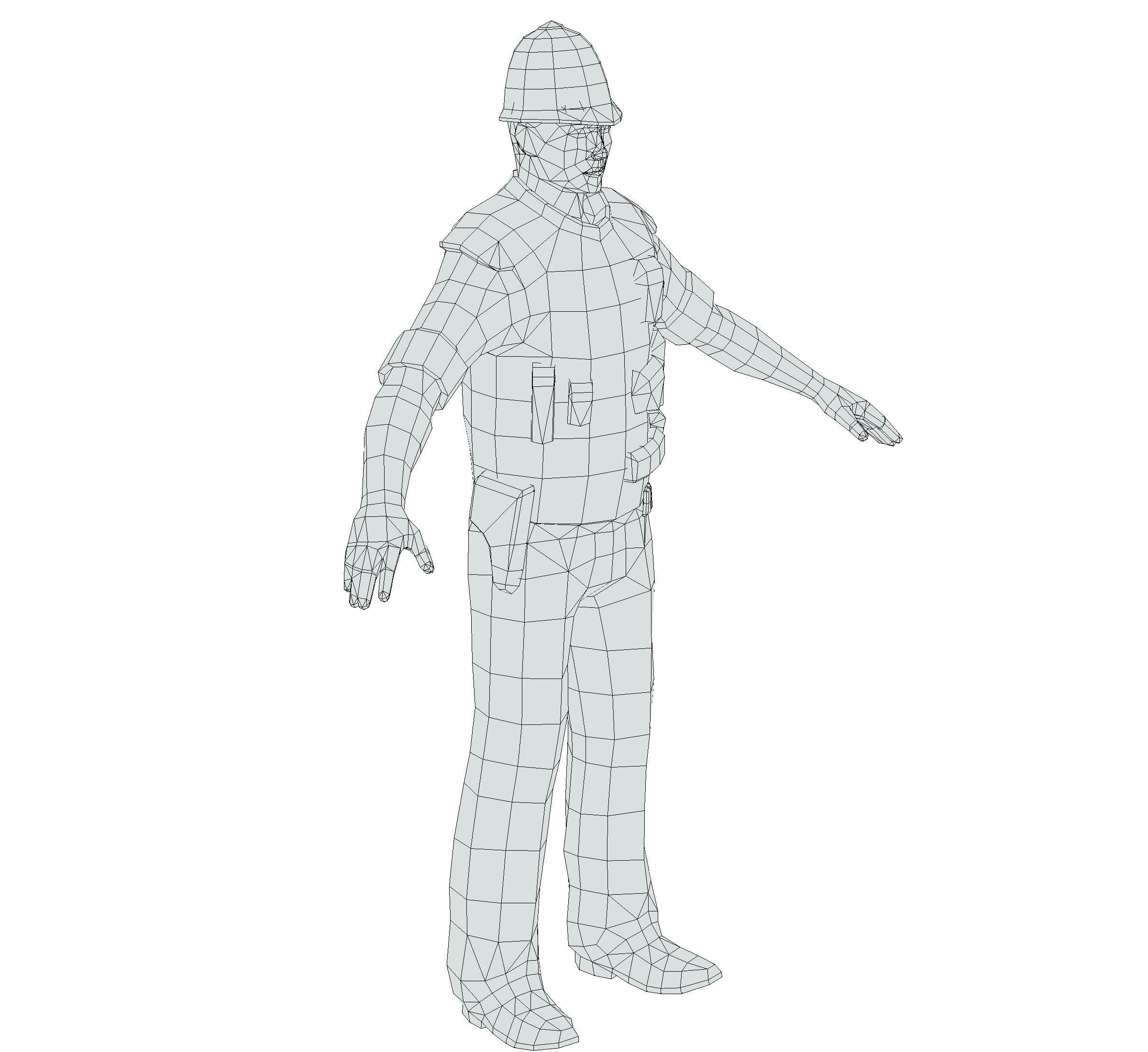 London Man Police Officer Gendarme Low-poly 3D model_20