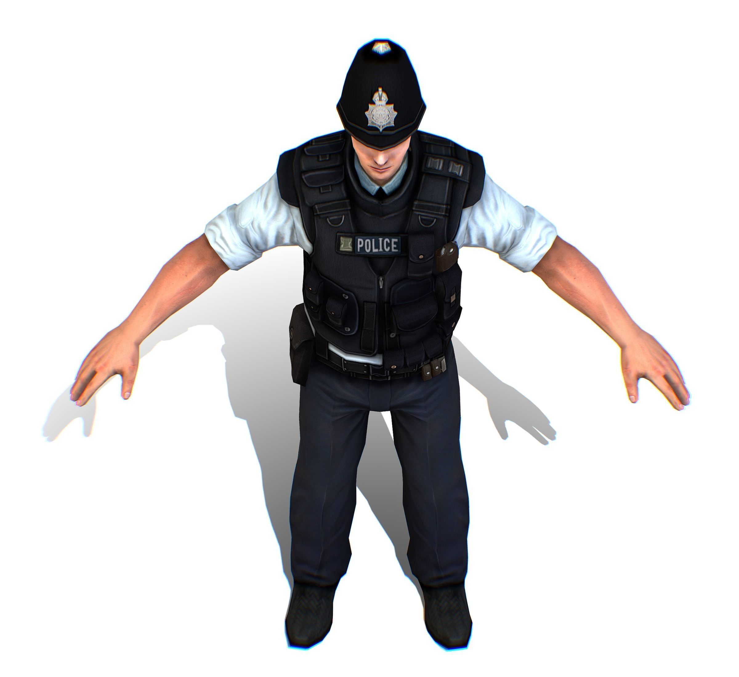 London Man Police Officer Gendarme Low-poly 3D model_12