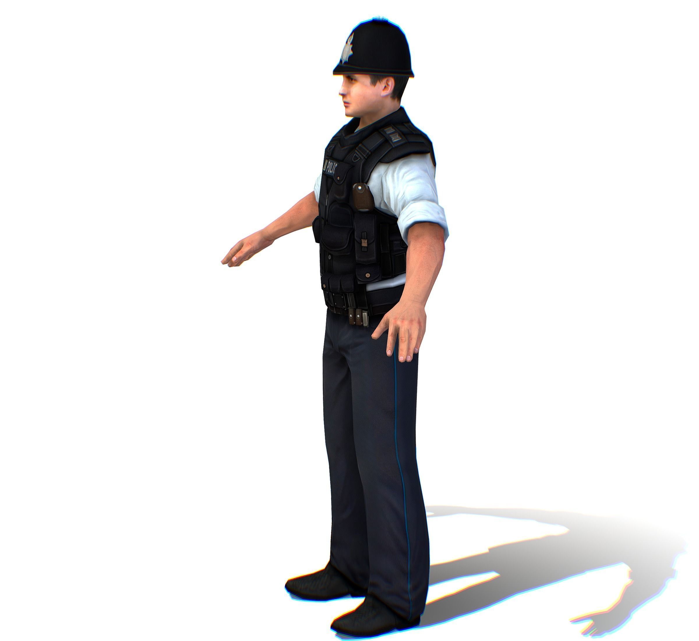 London Man Police Officer Gendarme Low-poly 3D model_10