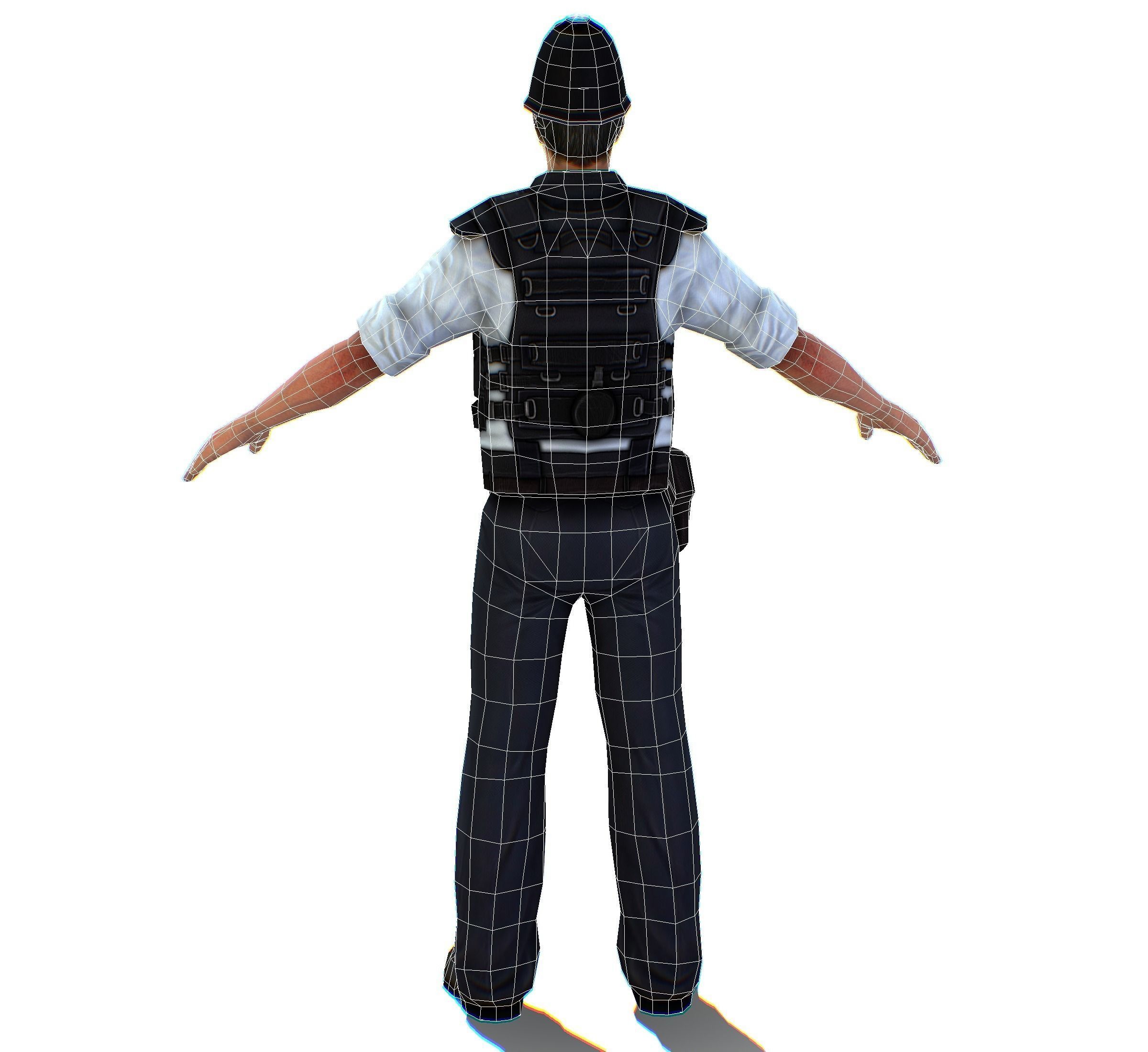 London Man Police Officer Gendarme Low-poly 3D model_17