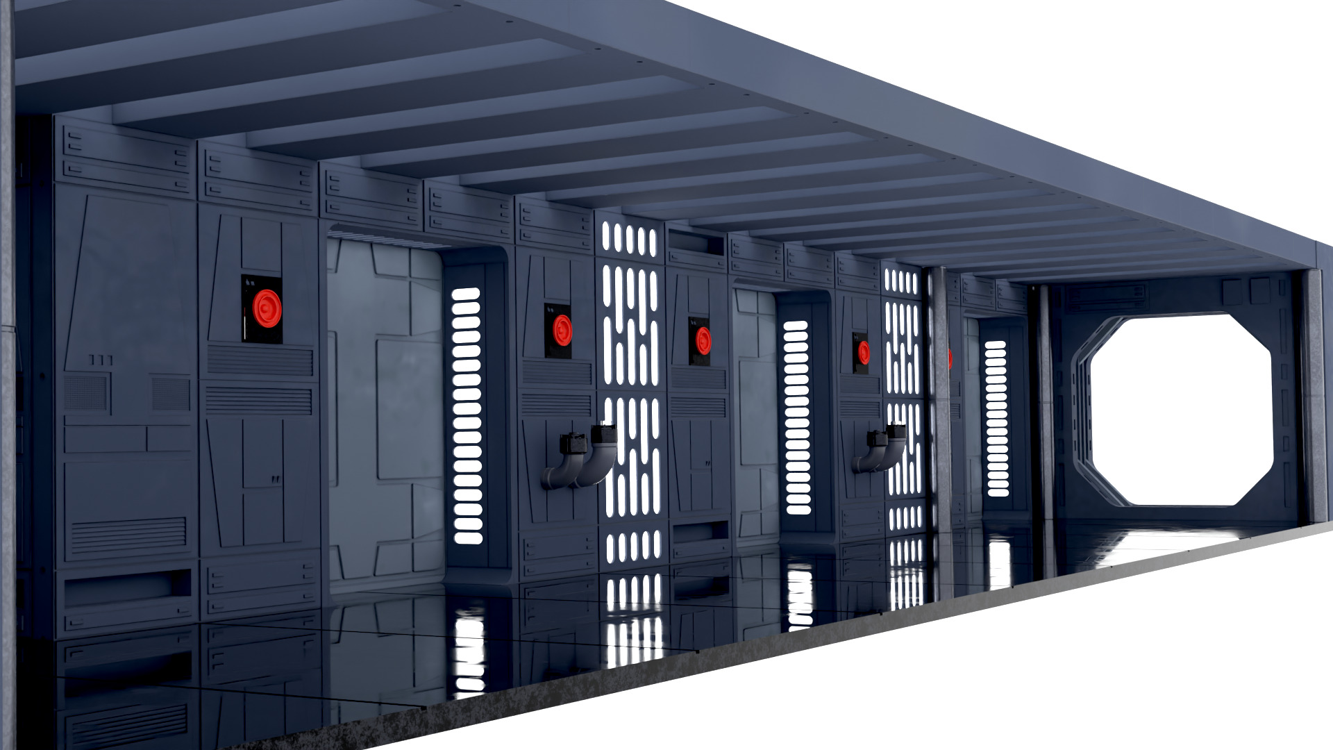 Set 7a - Death Star Hallway 1 1-12 scale Blackseries 3D print model_5