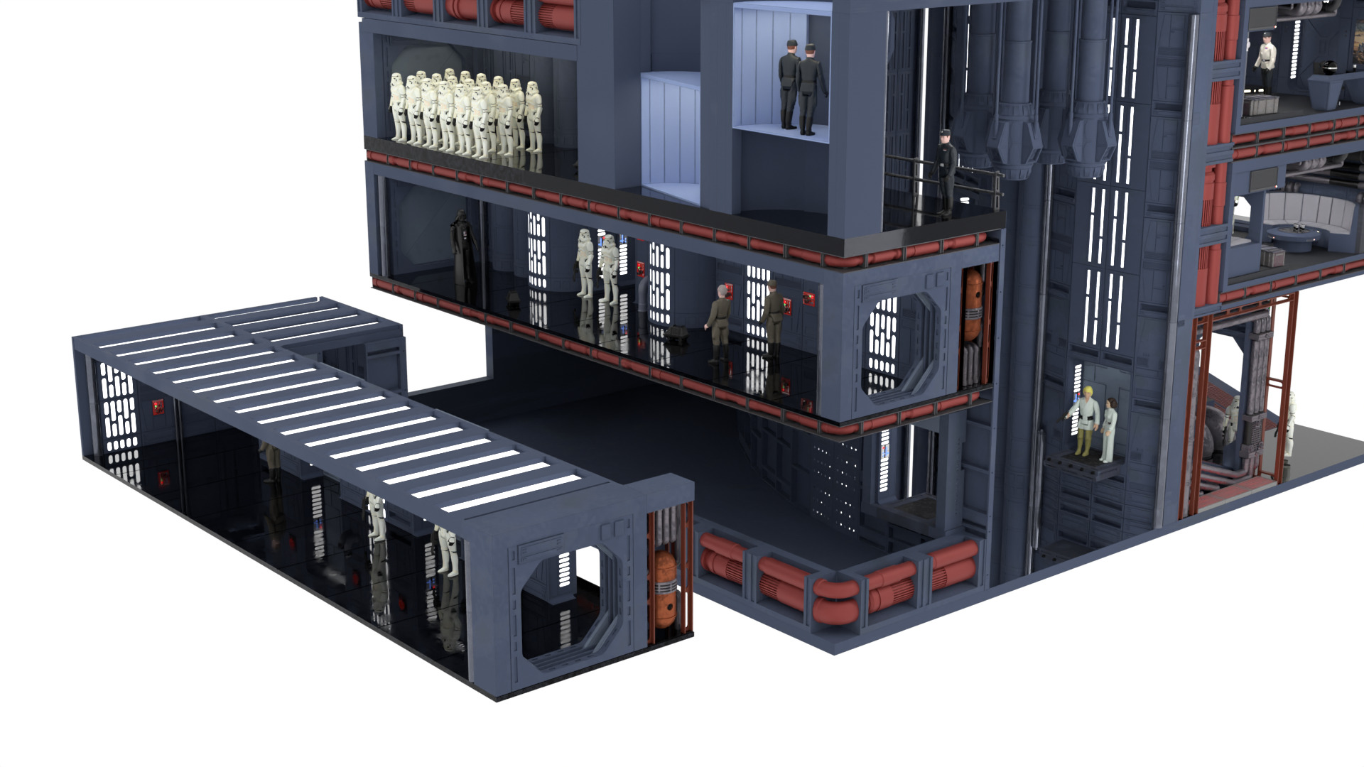 Set 7a - Death Star Hallway 1 1-12 scale Blackseries 3D print model_11