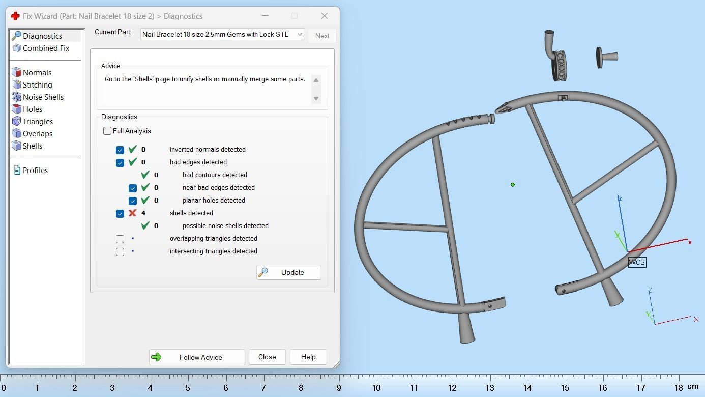 Juste un clou  Bracelet 18 Size with Gems Small Version N179 3D print model_9