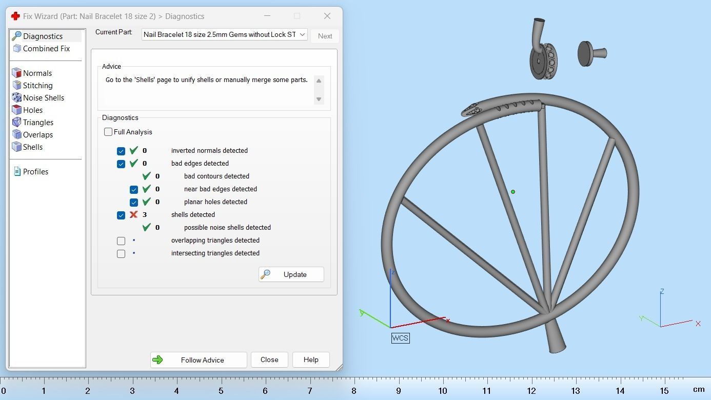 Juste un clou  Bracelet 18 Size with Gems Small Version N179 3D print model_10
