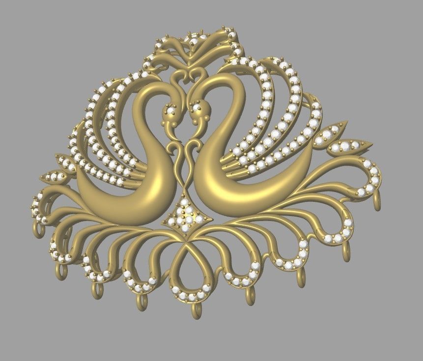 Swans Pendant 3D print model_4