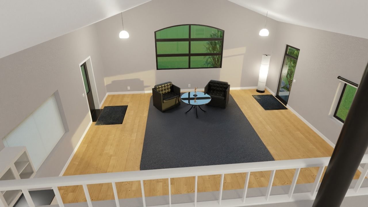 Studio house with loft and environment 2024 3D model_1