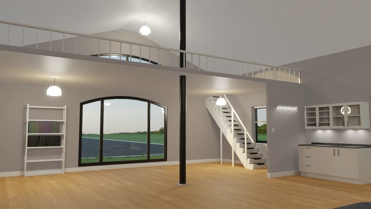 Studio house with loft and environment 2024 3D model_3